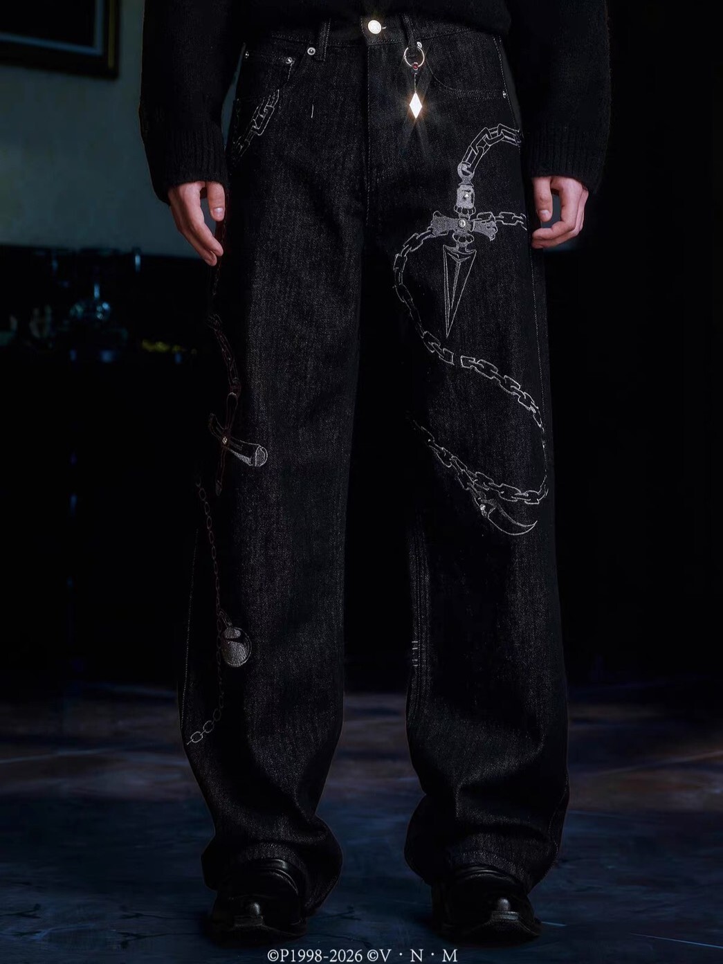 MEDM X Hunter × Hunter Collaboration: Kurapika Chain Print Jeans