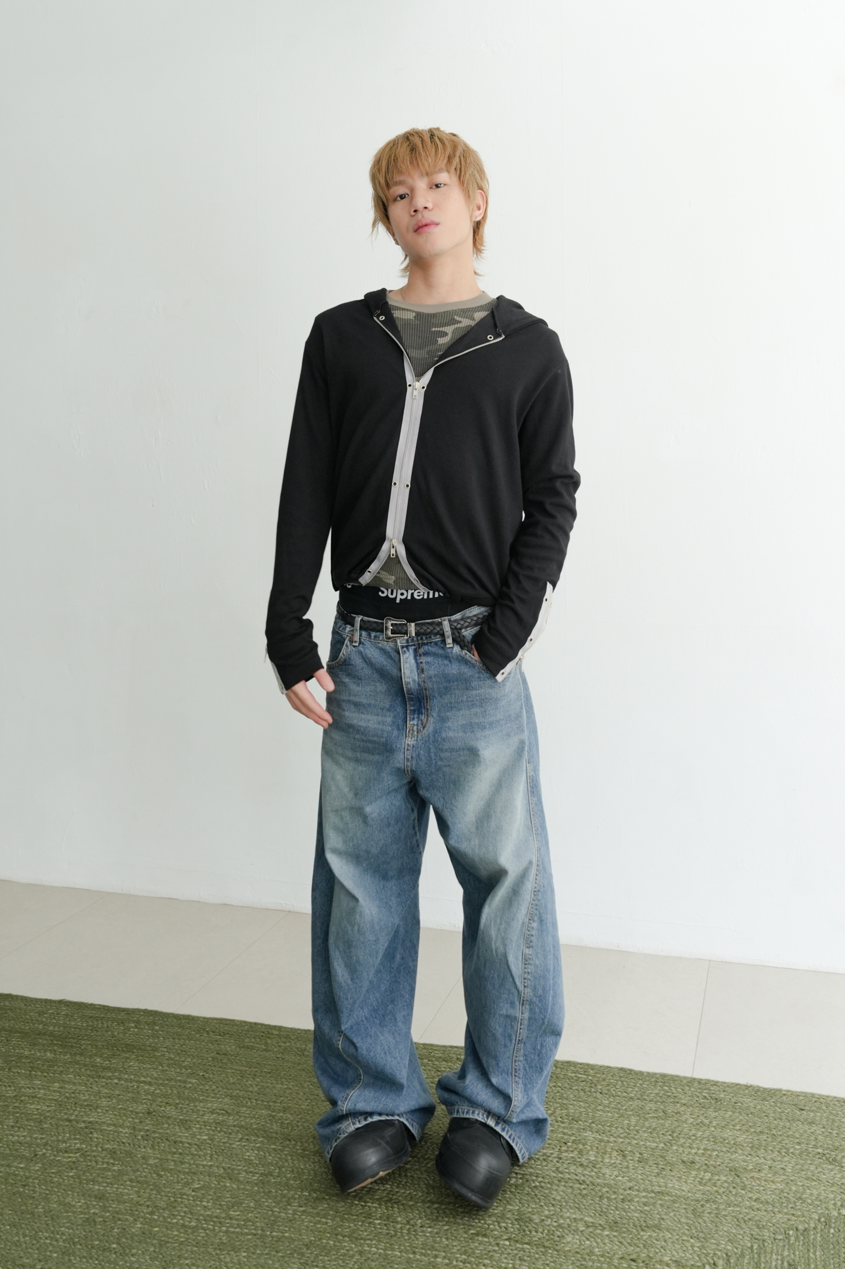back zipper hood zip up #外套