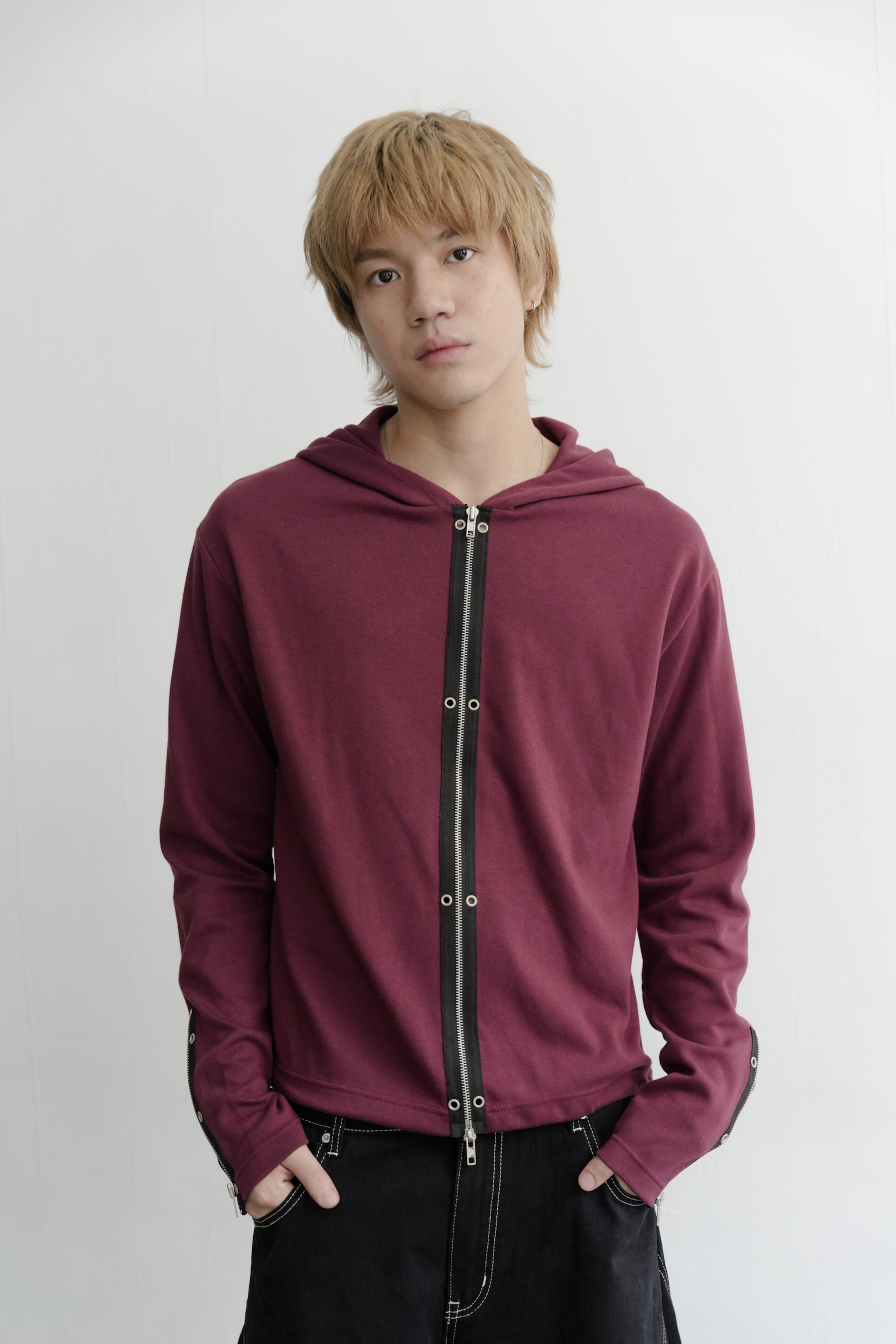 back zipper hood zip up #外套