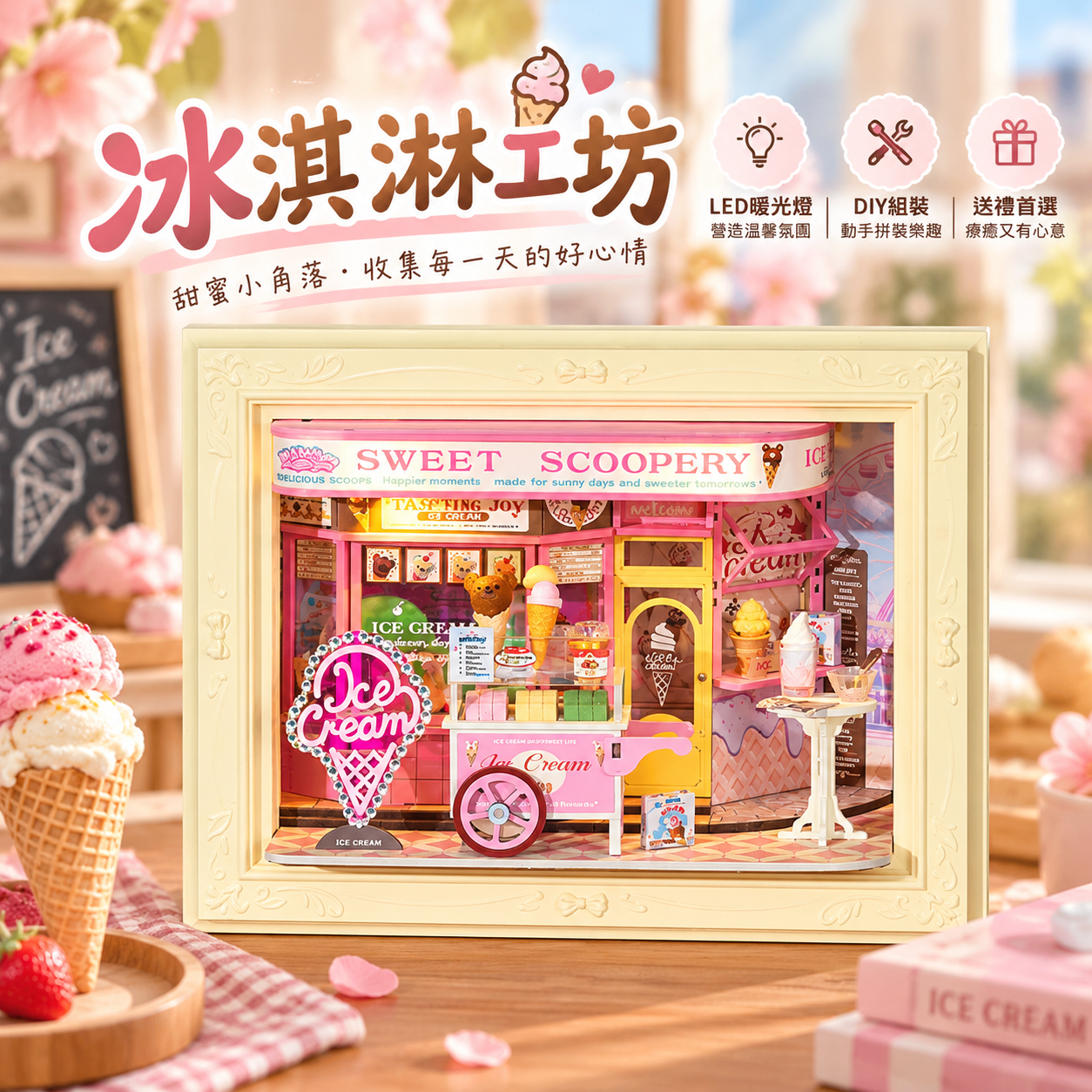 DIY袖珍小屋_【DP002】Rolife若來_冰淇淋工坊