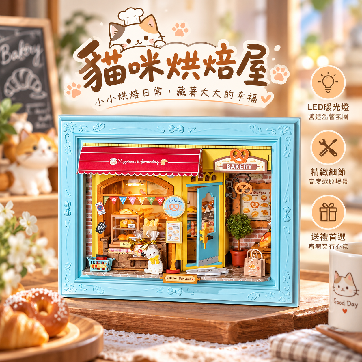 DIY袖珍小屋_【DP001】Rolife若來_貓咪烘焙屋