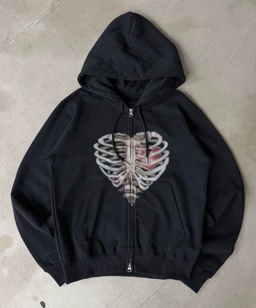 WISH FOR EVER SPECIAL BORN HEART ZIP HOODIE 骨頭愛心圖樣連帽外套 日系選品