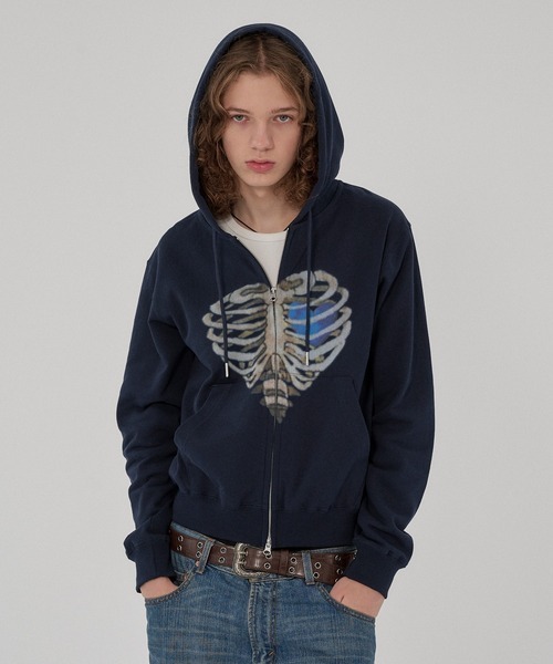 WISH FOR EVER SPECIAL BORN HEART ZIP HOODIE 骨頭愛心圖樣連帽外套 日系選品