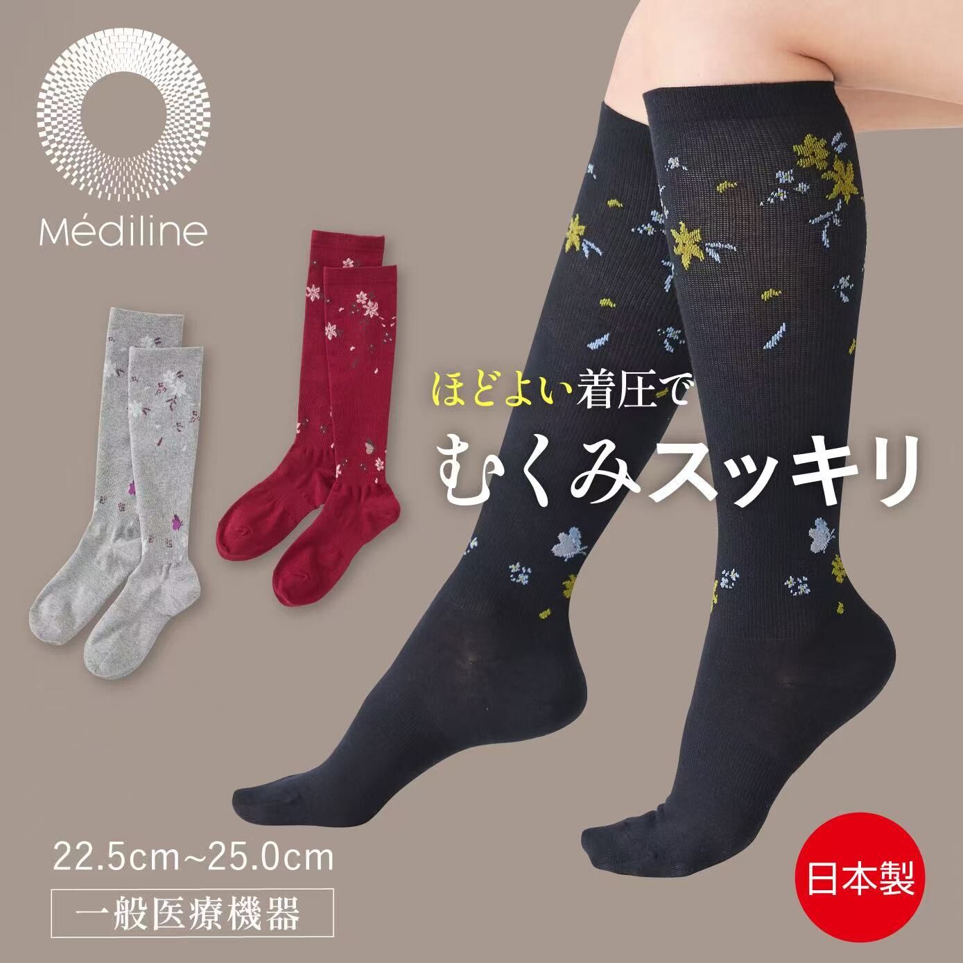 【預購】JM100813 日本 Médiline 醫療級階段著壓長襪