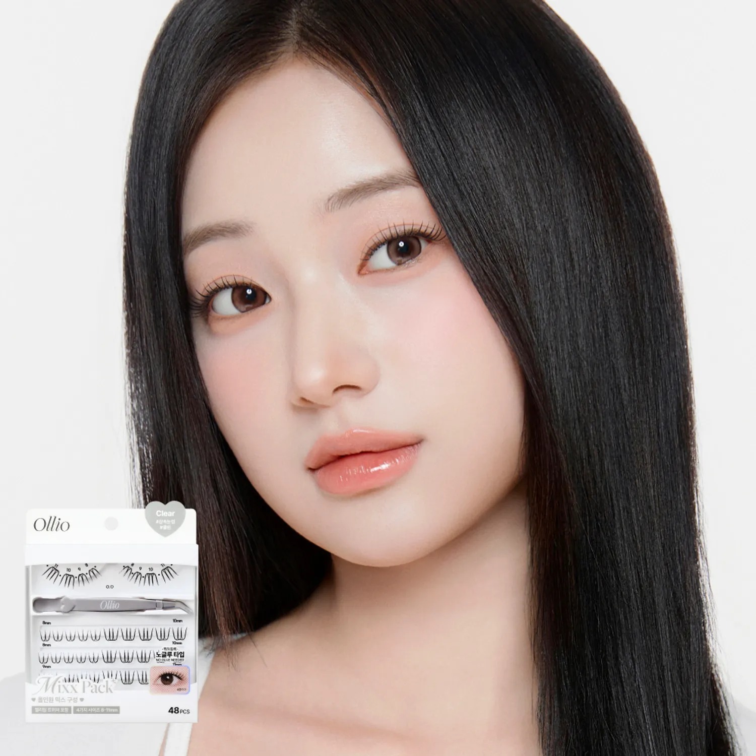 Ollio No Glue Eyelash#Clear [Mixx PACK] (8/9/10/11mm) 48pcs