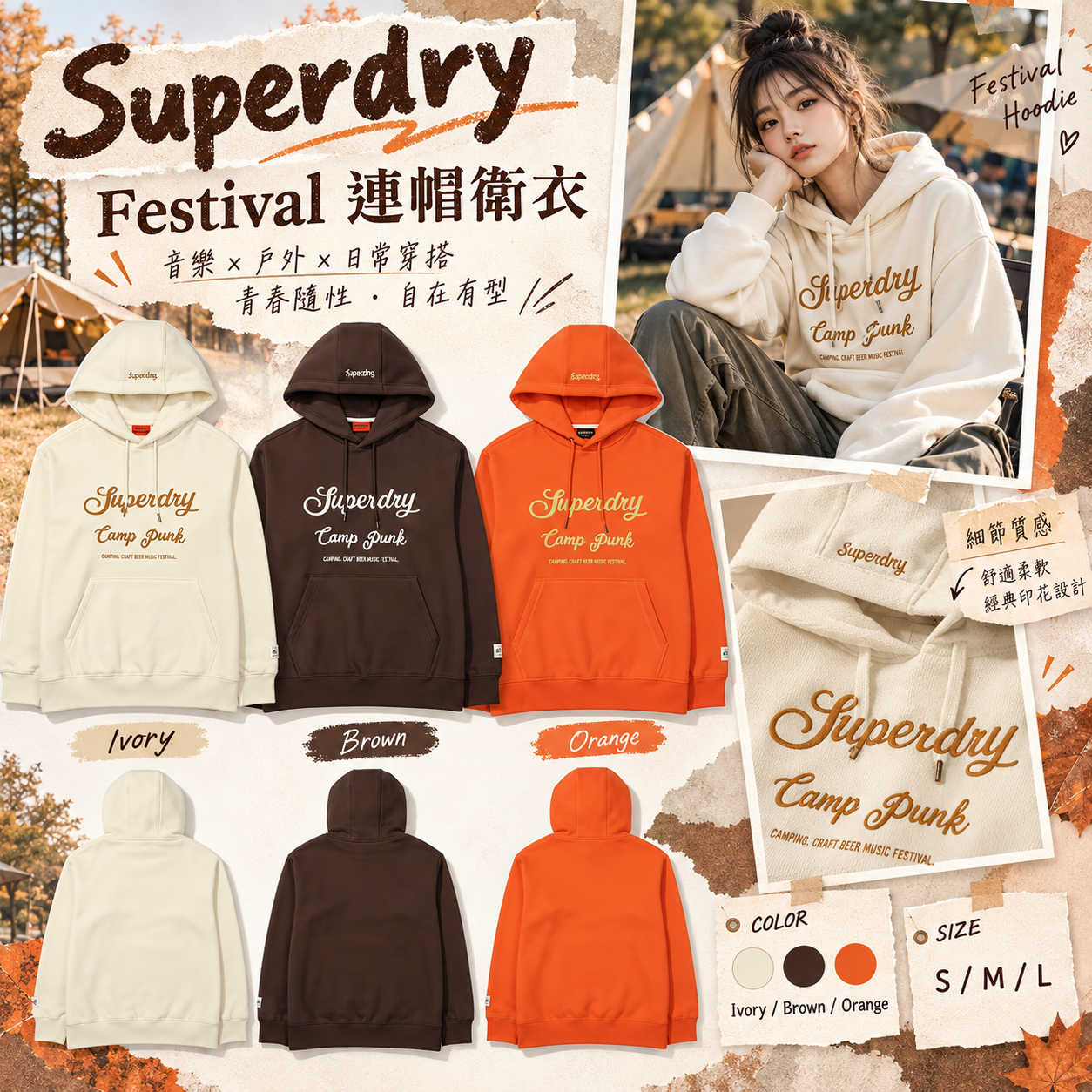 【韓國預購】SKR100705 Superdry Festival 連帽衛衣