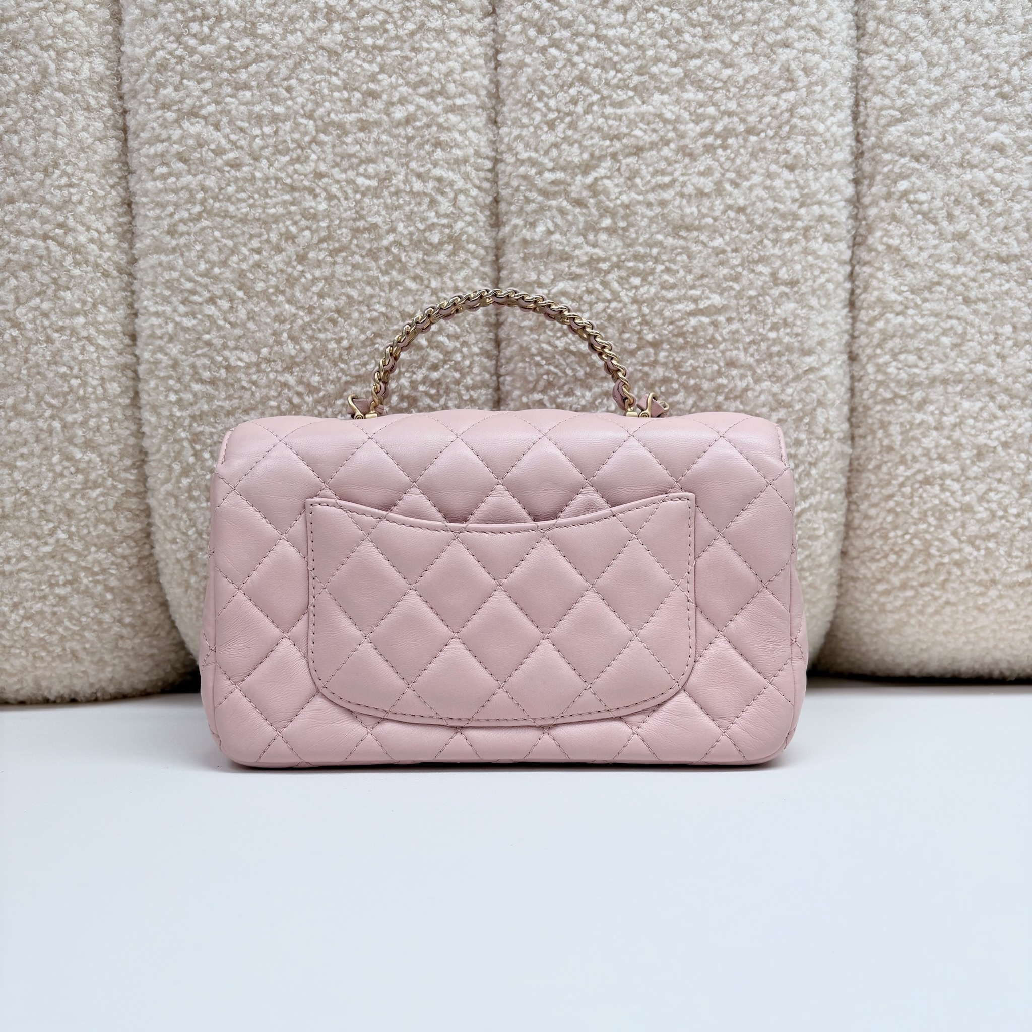 Chanel Mini Flap Bag with Top Handle - Pink / GHW