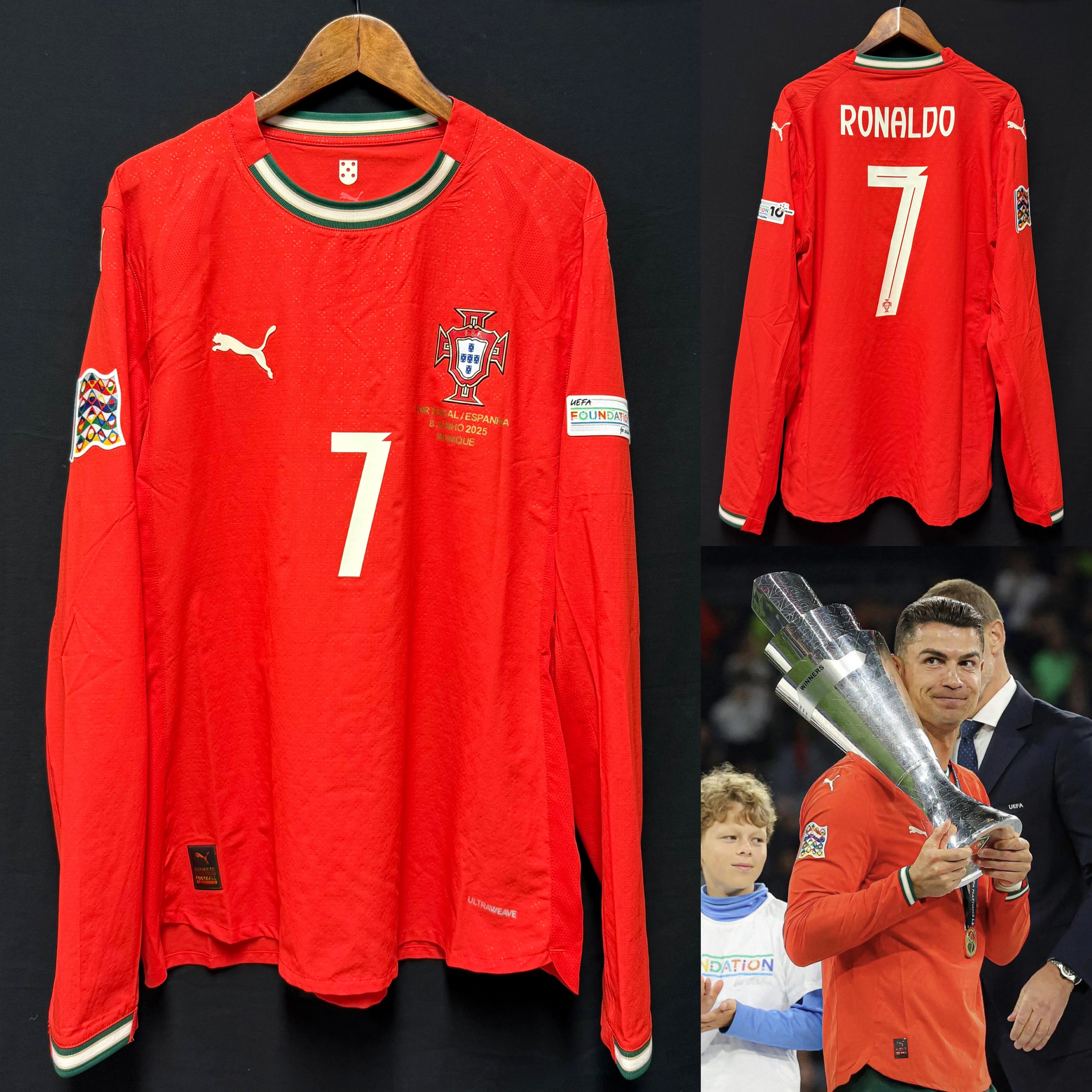 (Player Issue) Portugal 2025 UEFA Nations League Puma L/S Home Player Issue Shirt #7 RONALDO