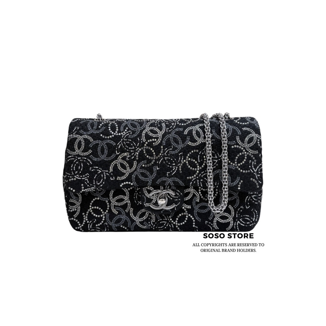 Chanel Pudong Strass Flap Bag - Black / SHW