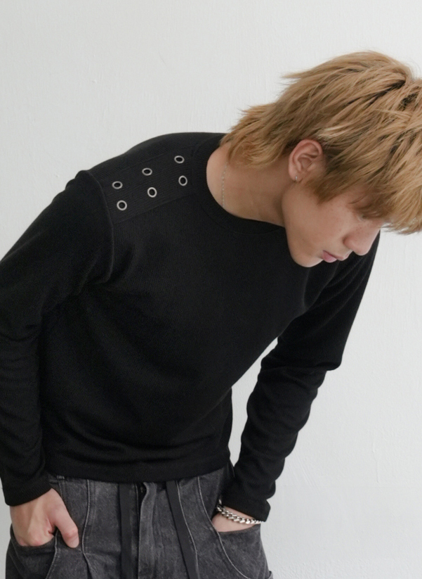 eyelet long sleeve tee #上衣
