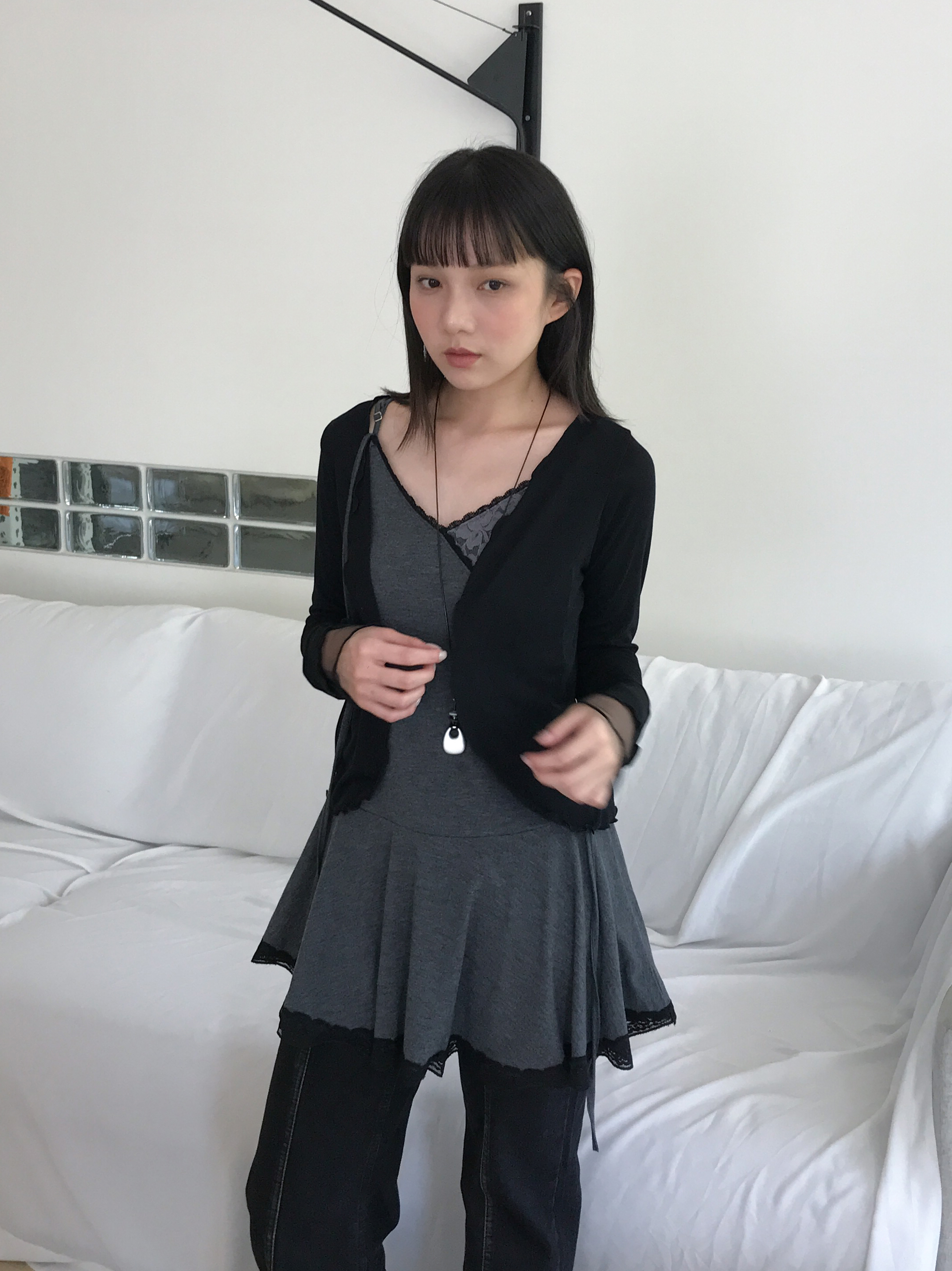 jojo mesh slim fit cardigan #罩衫