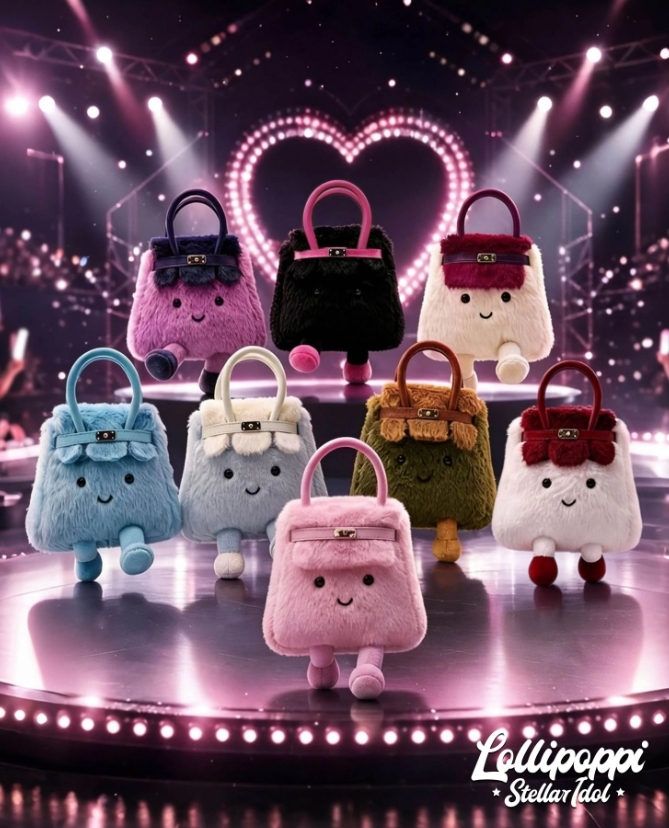 【Luxury】 LOLLIPOPPI PLUSH BAG CHARM BLIND BOX – STELLAR IDOL SERIES 凱莉包 星耀偶像系列 迷你毛絨手袋吊飾 盲盒