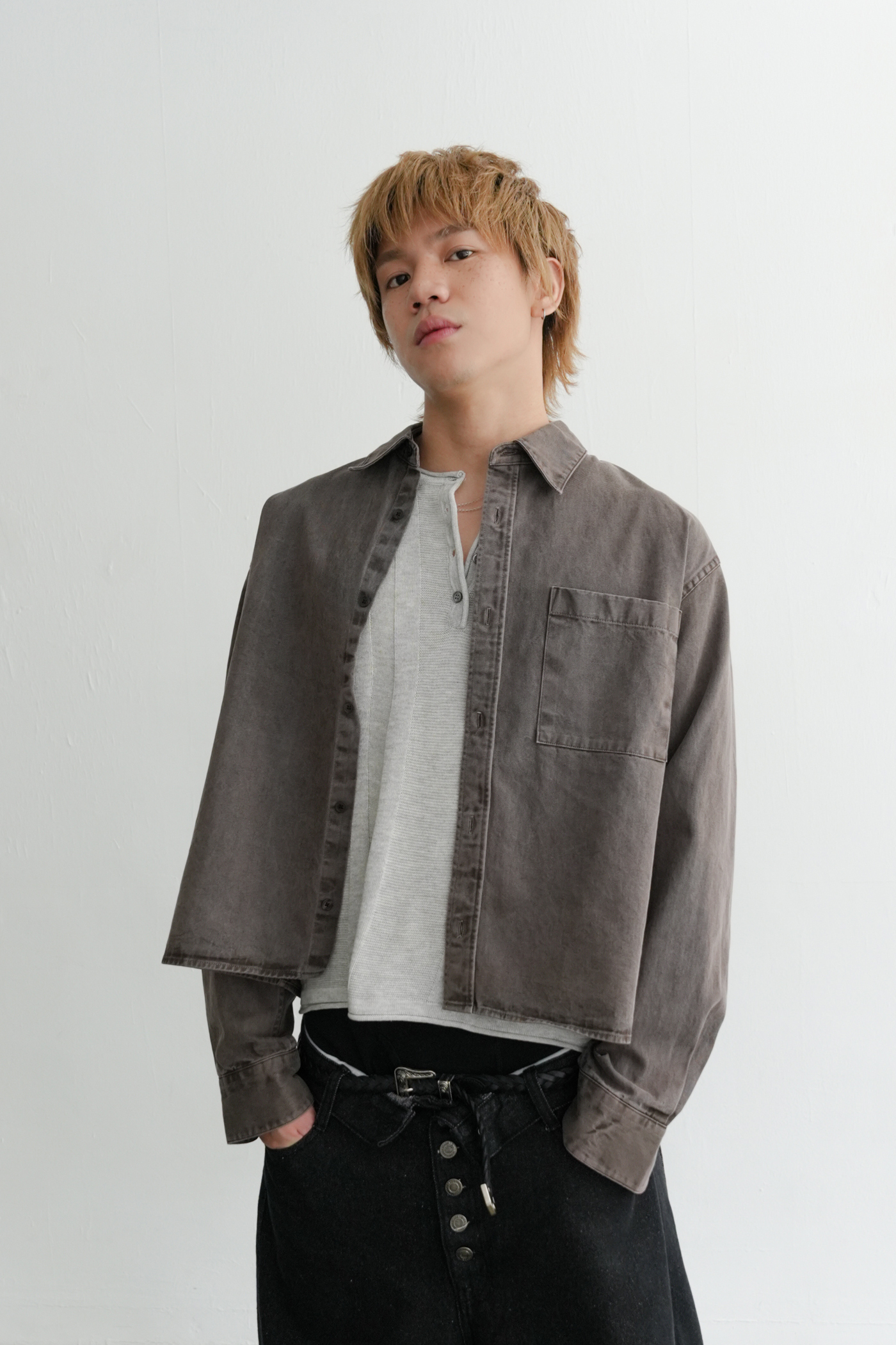 Pigment Crop Washed Shirt #襯衫