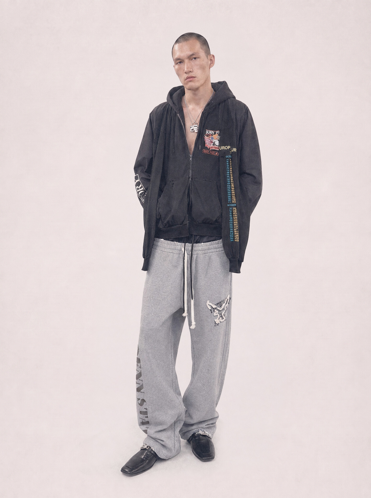 Protocol Index｜Retro 3 Layered Sweat Pants (Melange Grey)