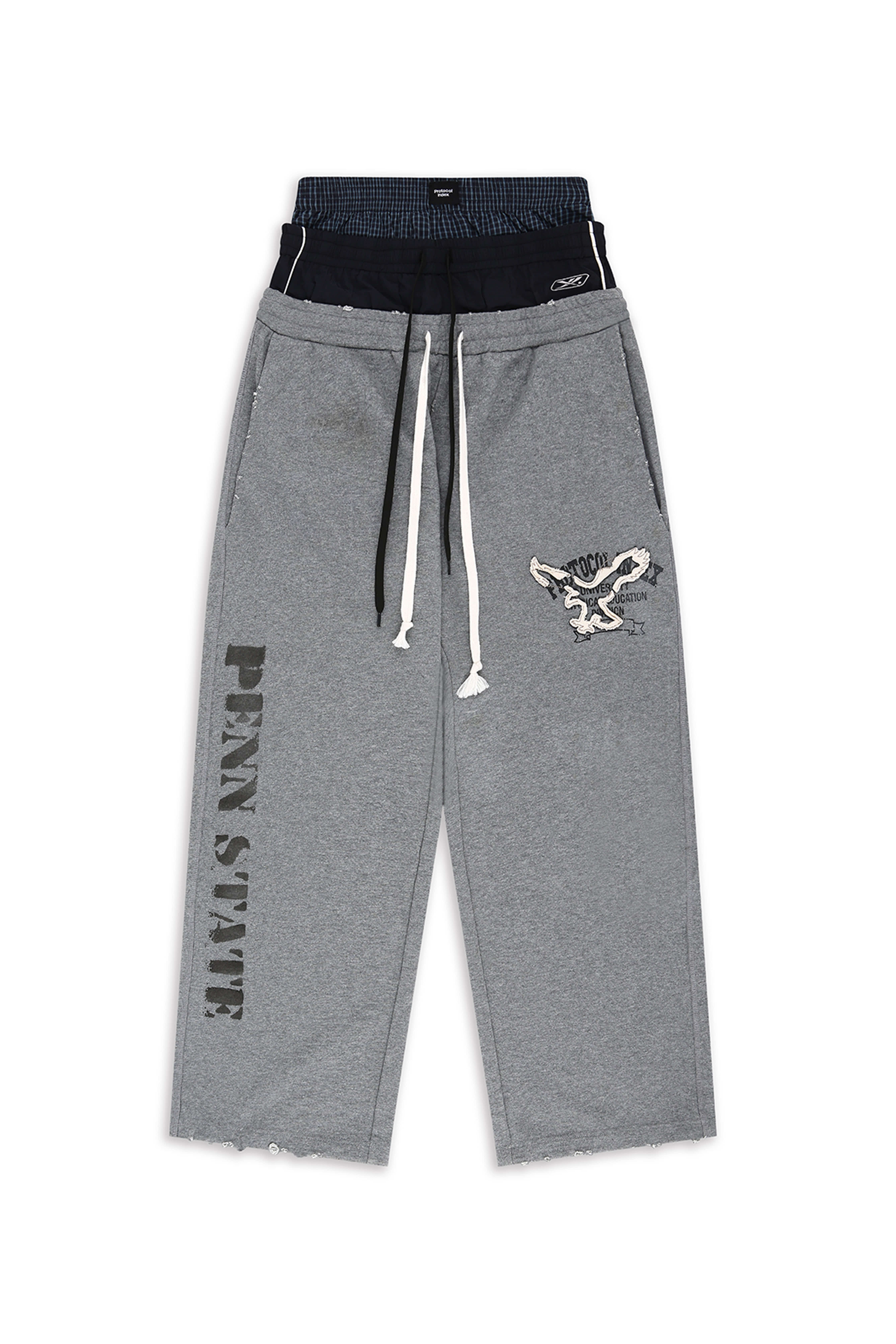 Protocol Index｜Retro 3 Layered Sweat Pants (Melange Grey)