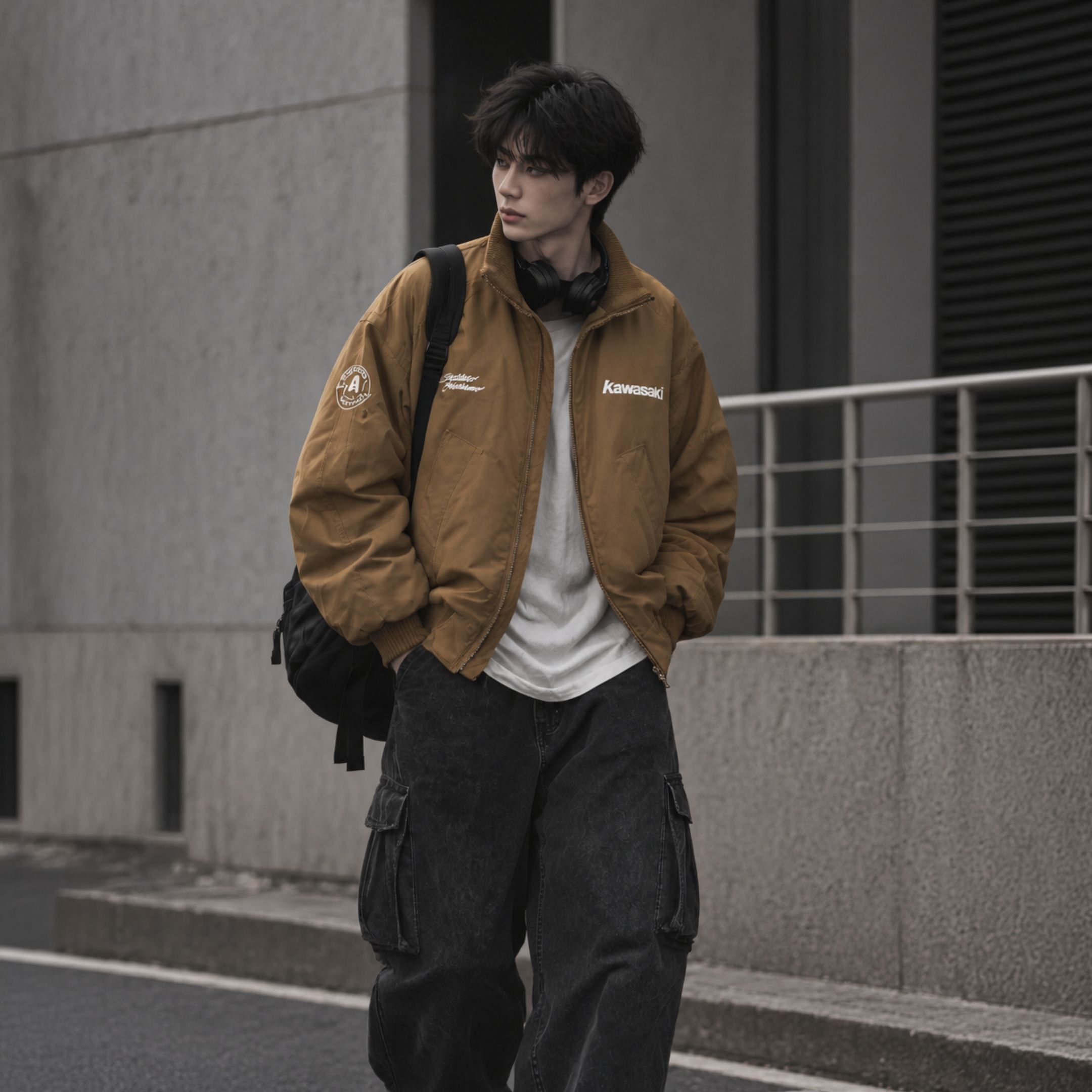 NICEDAY 服飾 代購 Kawasaki 秋冬 絨毛 外套 防風 復古 棕色 摩卡 灰黑 防寒 冬天 CQ/YC-HY25593LGL
