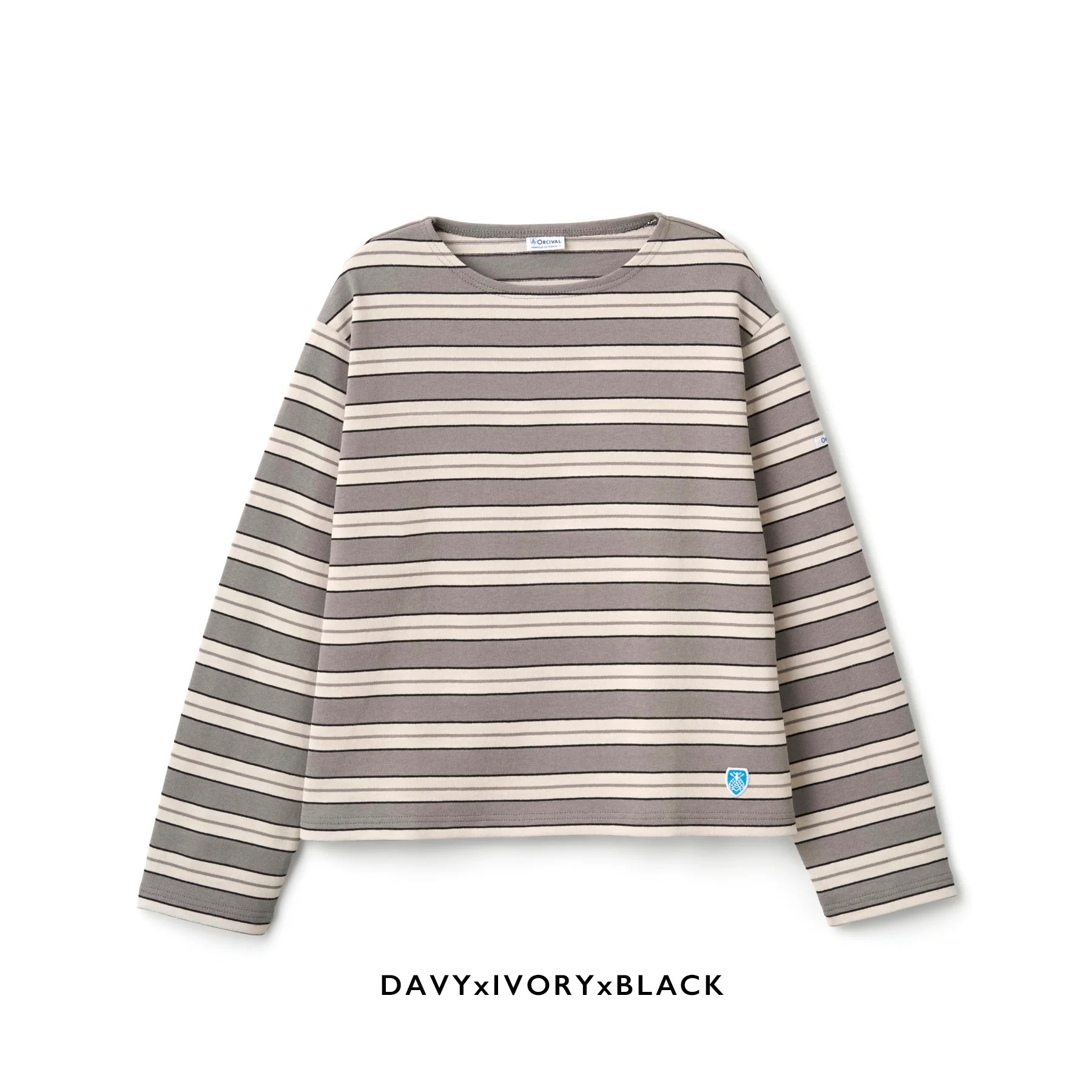 ORCIVAL WOMEN'S COTTON LOURD WIDE BASQUE SHIRT MULTI BORDER 法國製 女裝 條紋 船領 長袖 T恤 #B259