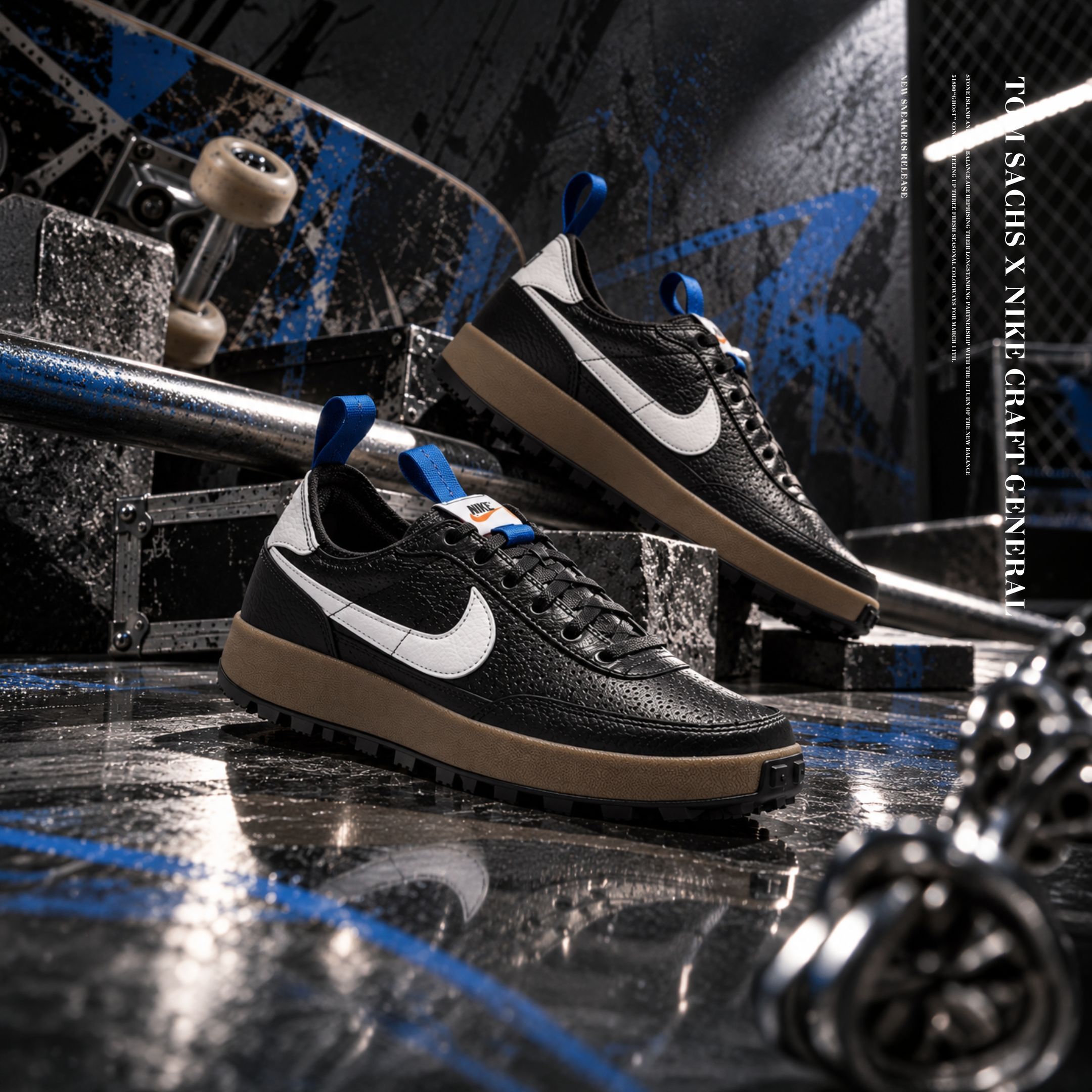 NICEDAY 代購 Tom Sachs x Nike Craft General 聯名 黑 黑藍 復古 咖啡底 滑板鞋 FZ1363-002