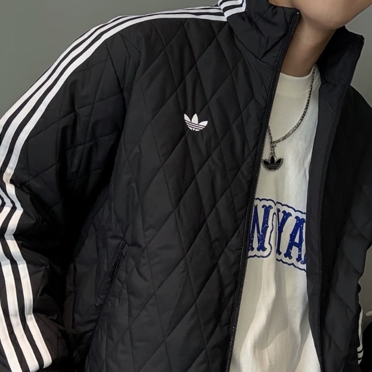 ADIDAS ORIGINALS FIREBIRD 黑色 鋪棉外套 菱格紋 寬鬆 長袖 秋冬服飾 LC8183