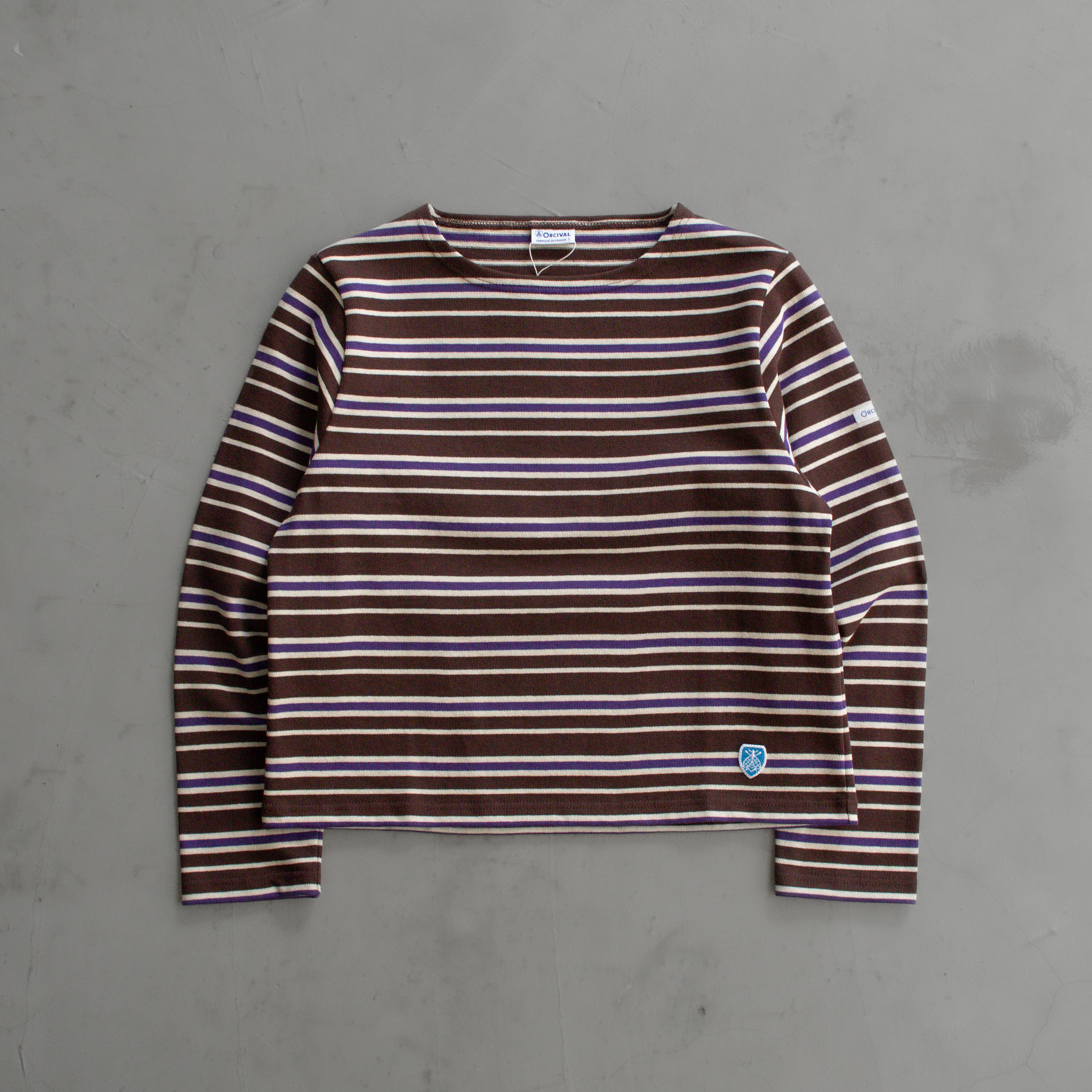 ORCIVAL WOMEN'S COTTON LOURD BASQUE SHIRT MULTI BORDER 法國製 女裝 條紋 船領 長袖 T恤 #B611