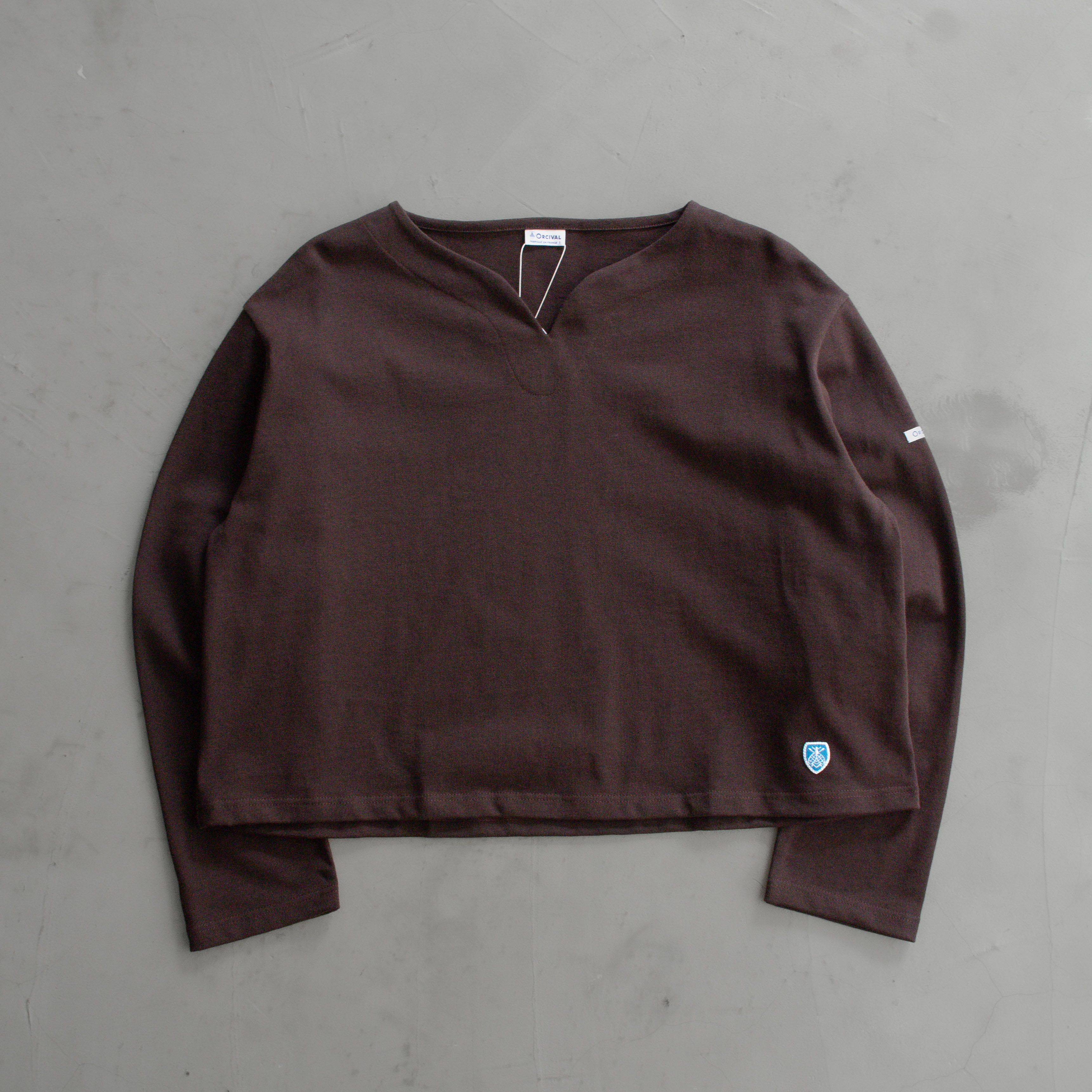 ORCIVAL WOMEN'S COTTON LOURD SKIPPER WIDE SHIRT SOLID  法國製 女裝 條紋 船領 長袖 T恤 #B647