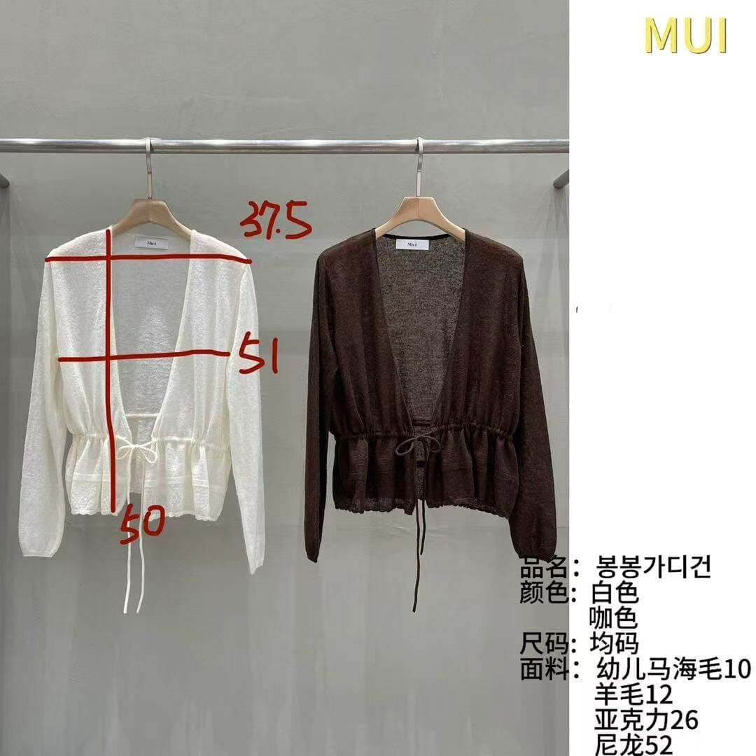 MU7203 透薄花邊裙襬針織外套