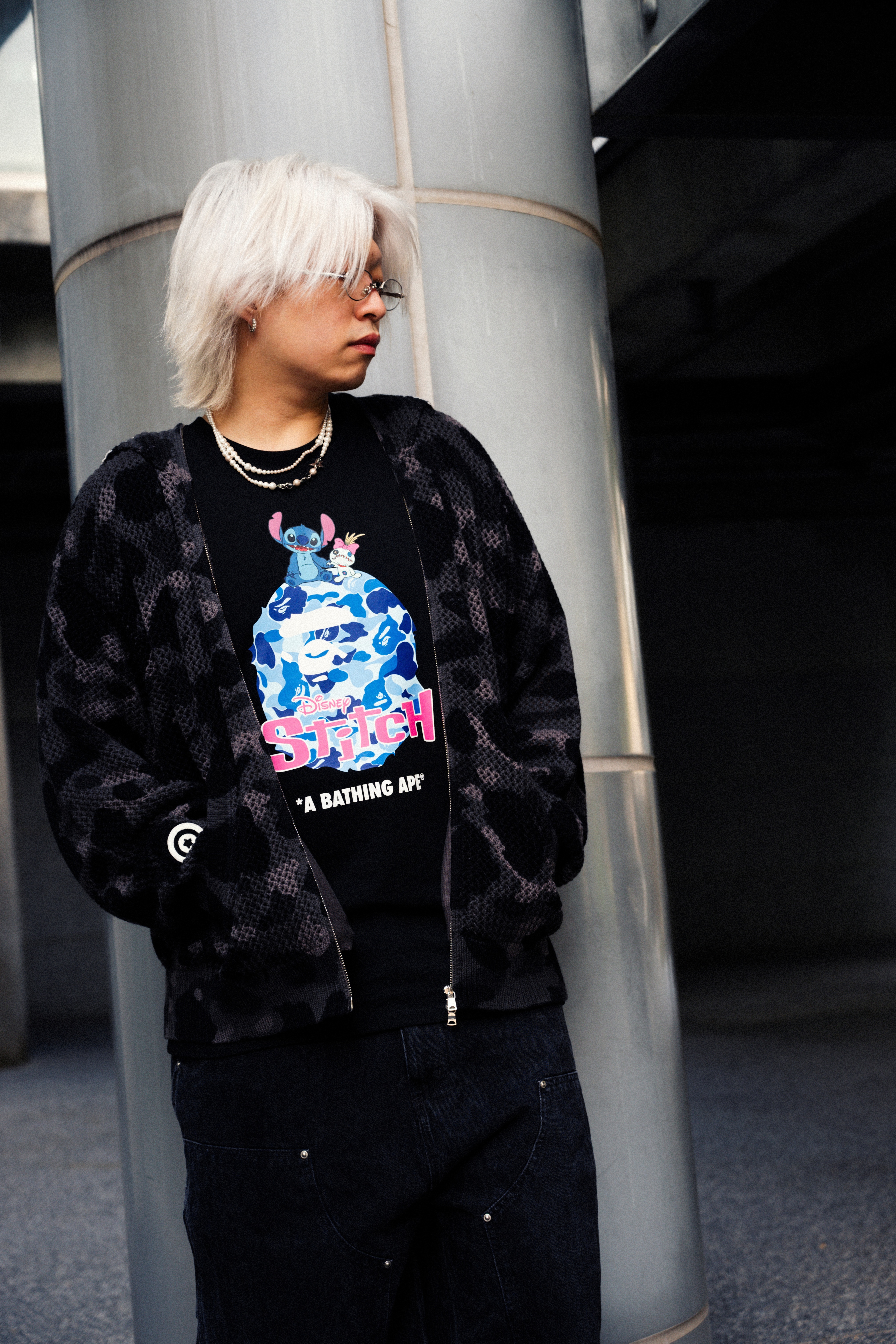 ☆ETW☆【EASY TO WEAR】BAPE X Disney Stitch Abc Camo Ape Head Tee 猿人 迪士尼 史迪奇 短T