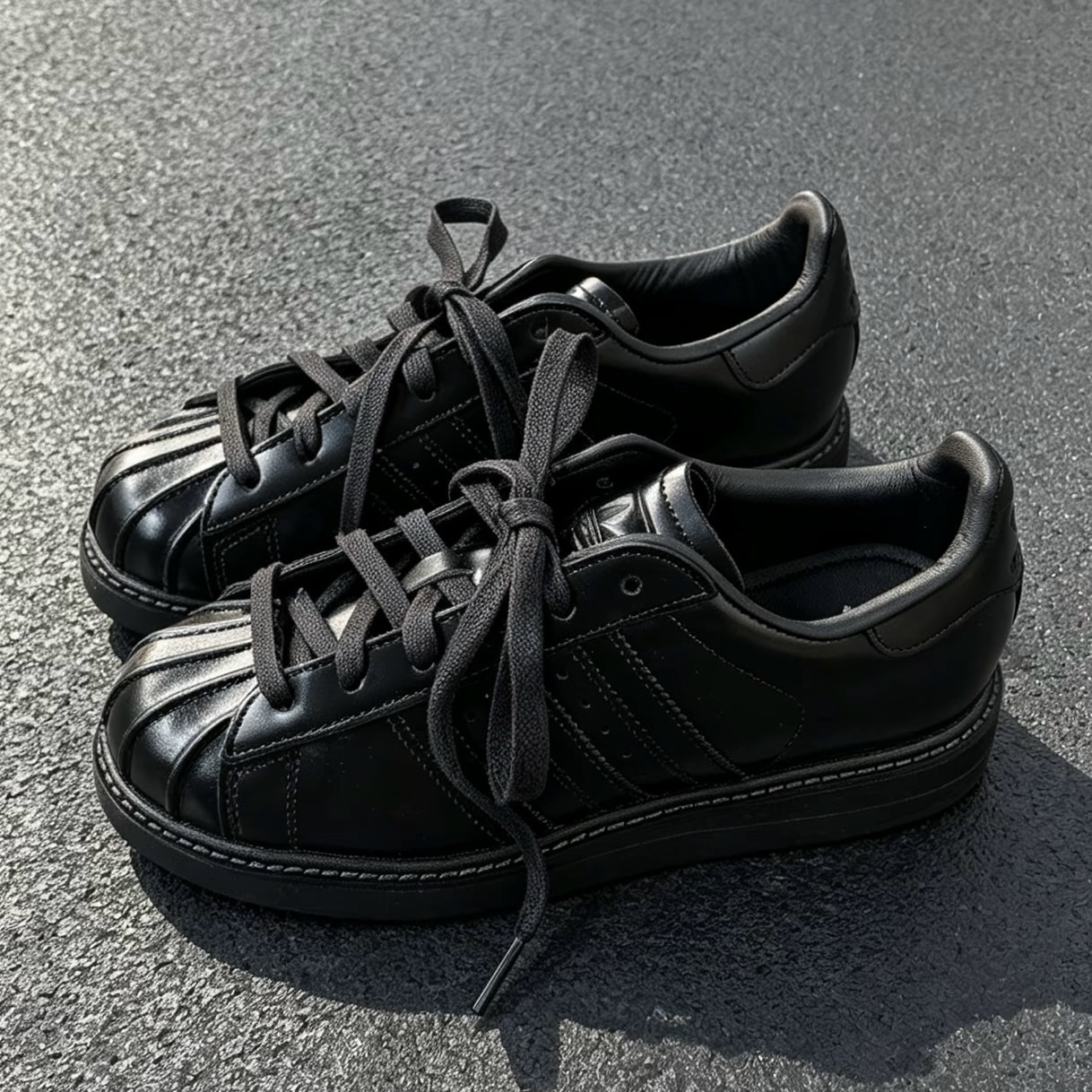 ADIDAS SUPERSTAR LUX 全黑 皮革 貝殼鞋 復古 休閒 男鞋 KJ7482