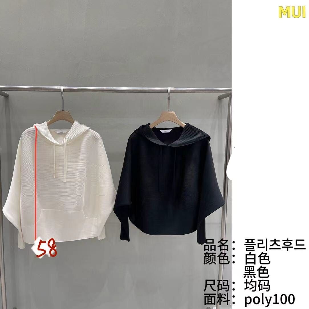 MU7231 連袖壓褶連帽上衣