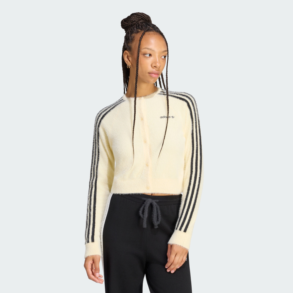 ADIDAS ORIGINALS 米白 針織 毛絨 排扣 外套 女裝 LC8162