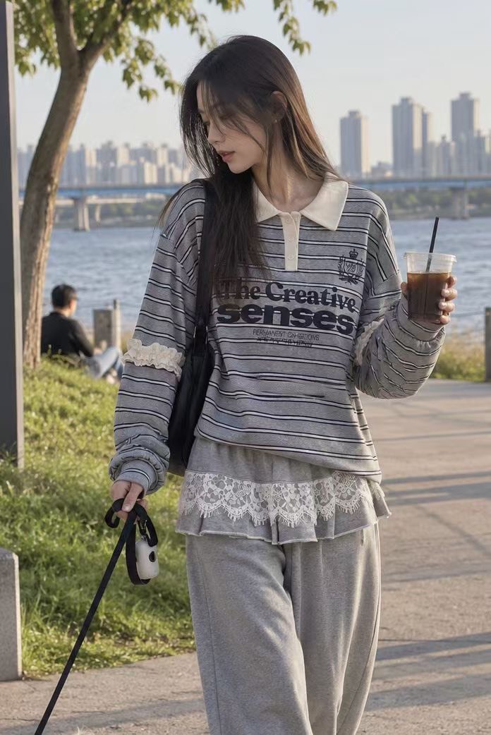 白領條紋senses衛衣