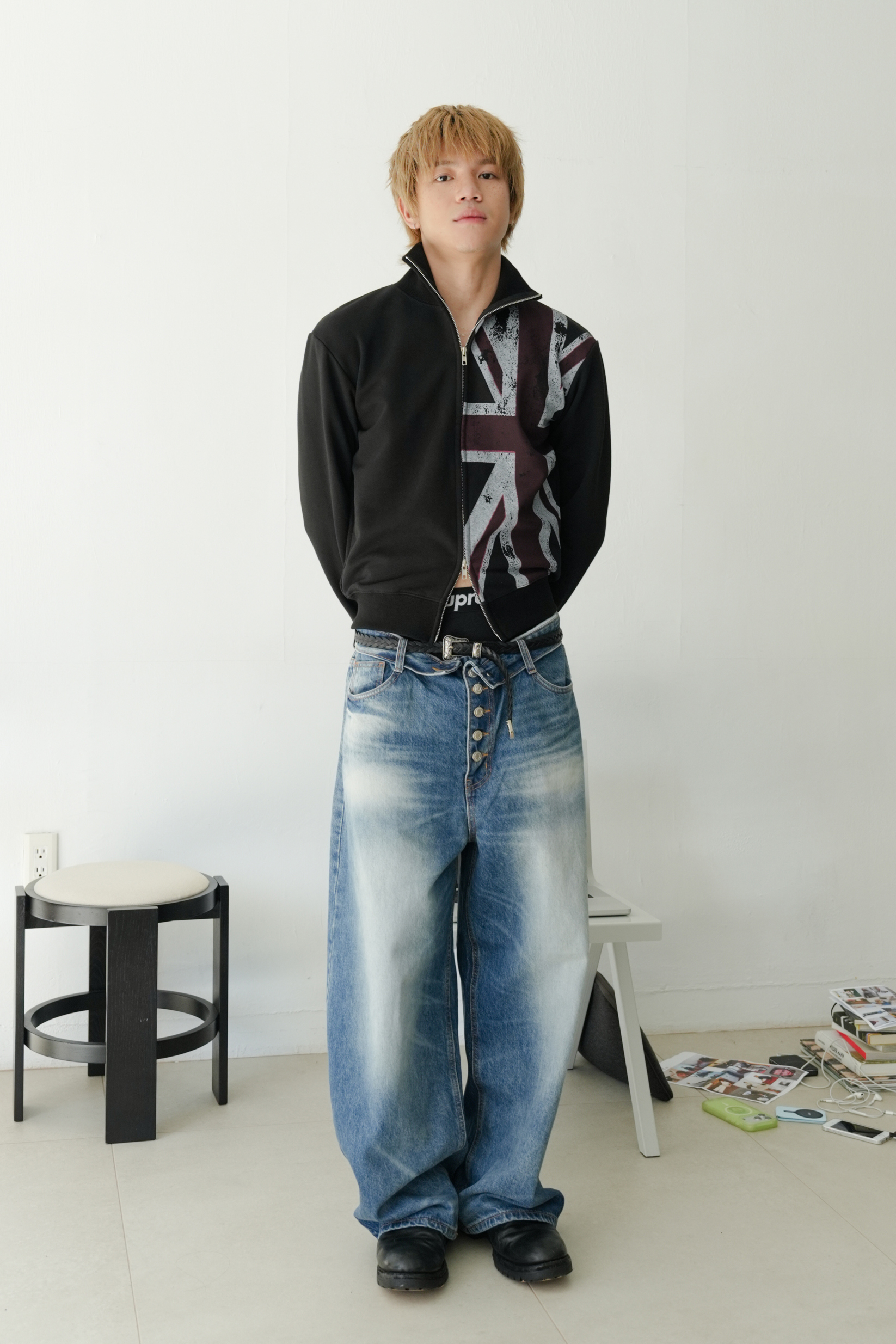 roll down denim pants #長褲