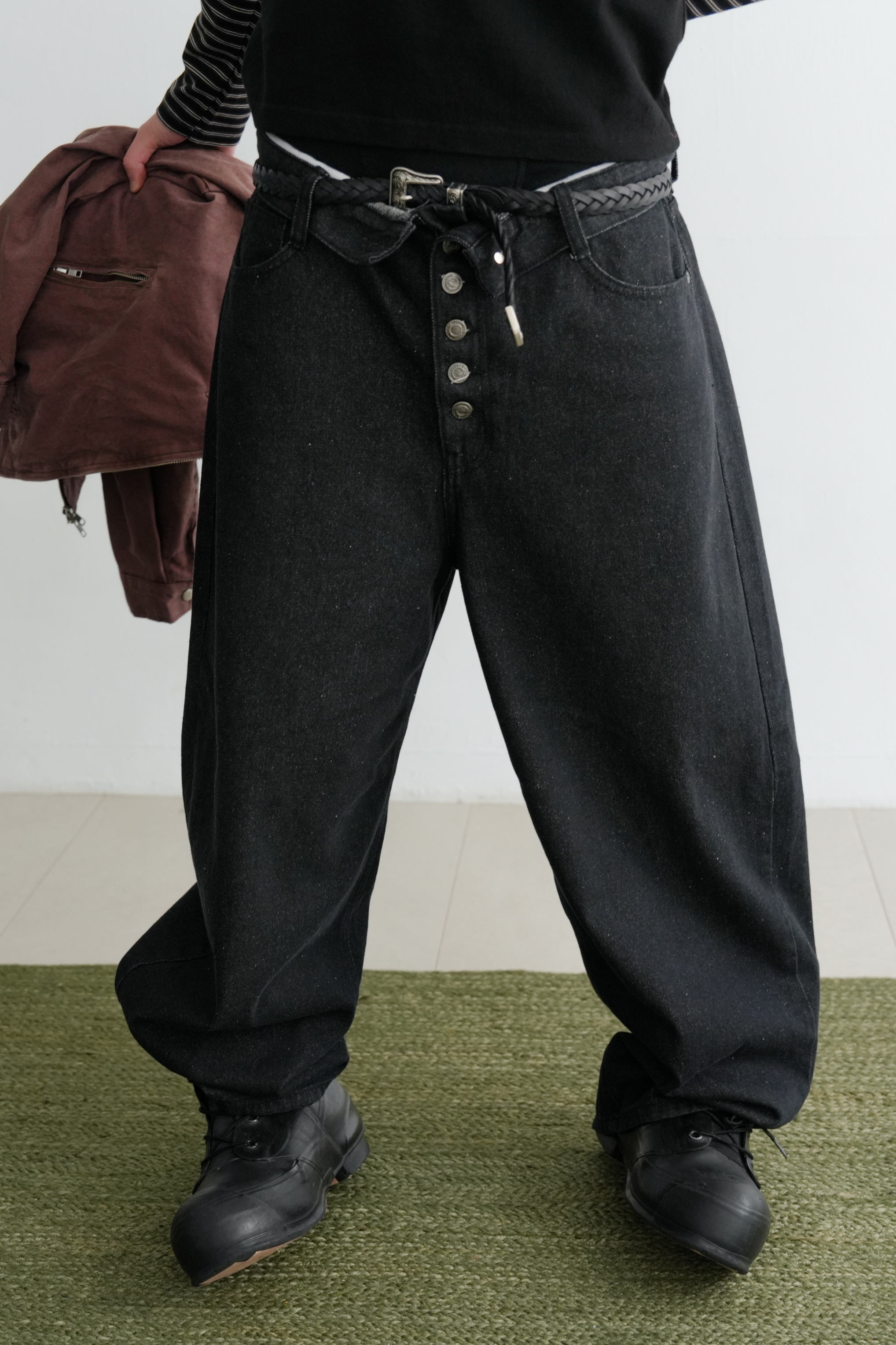 roll down denim pants #長褲