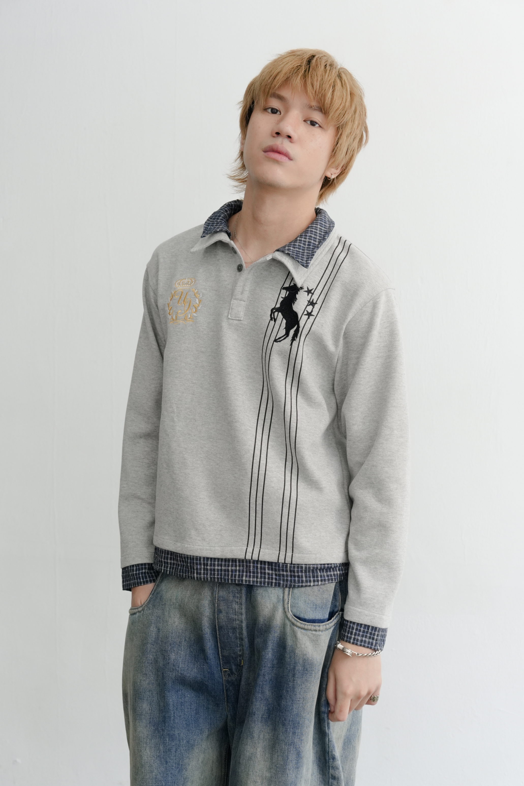 shirt layered collar tee #上衣