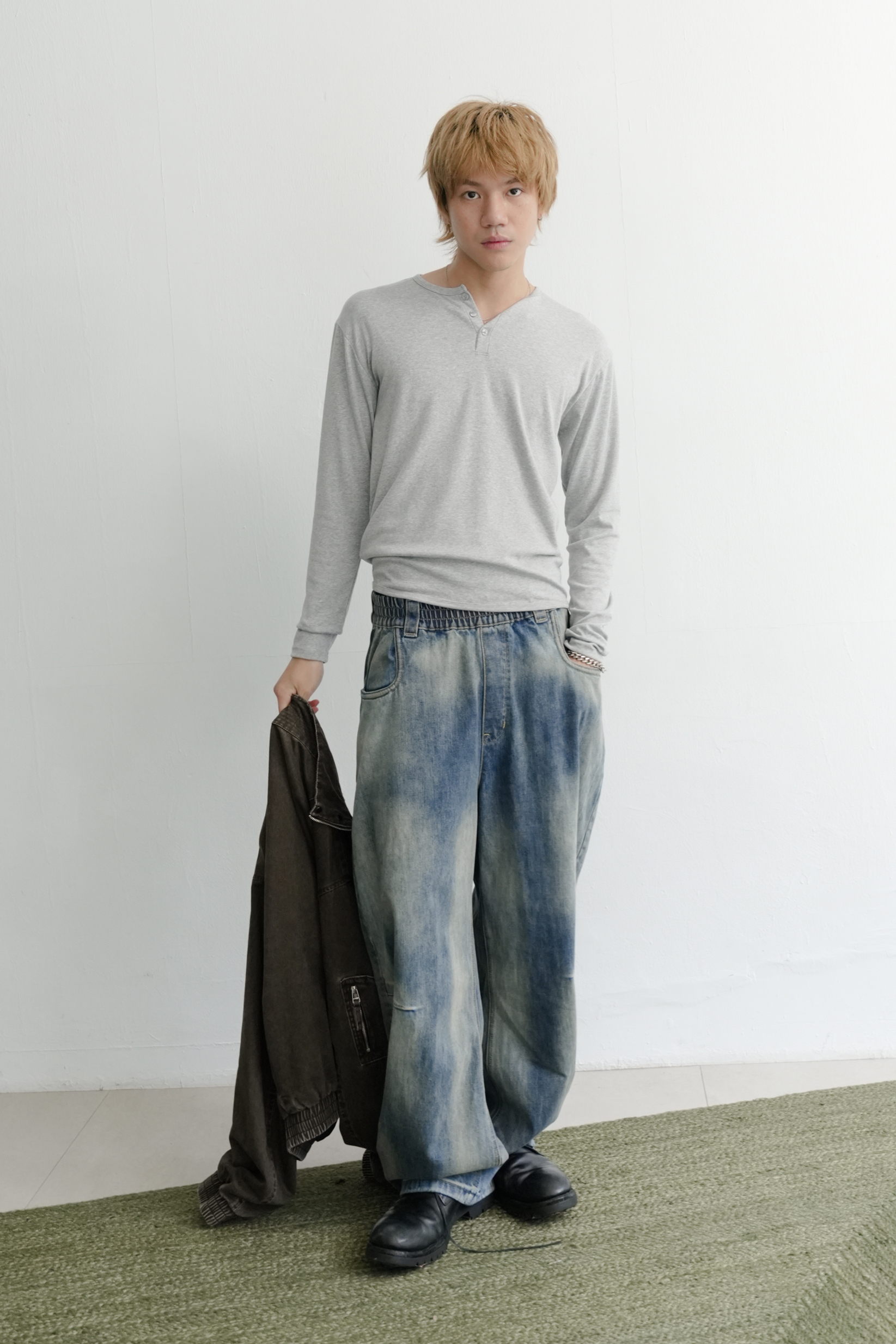 tension henley neck slim tee #上衣