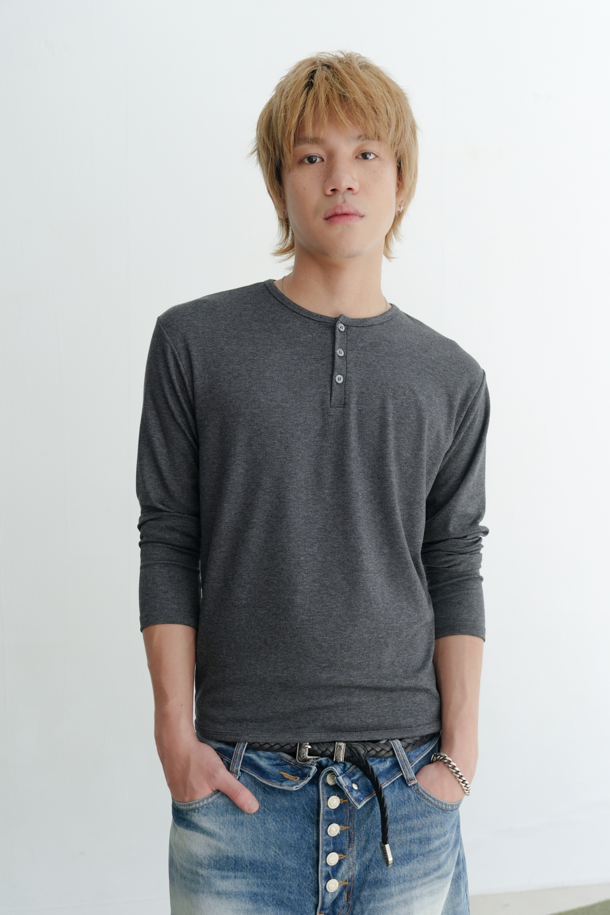 tension henley neck slim tee #上衣
