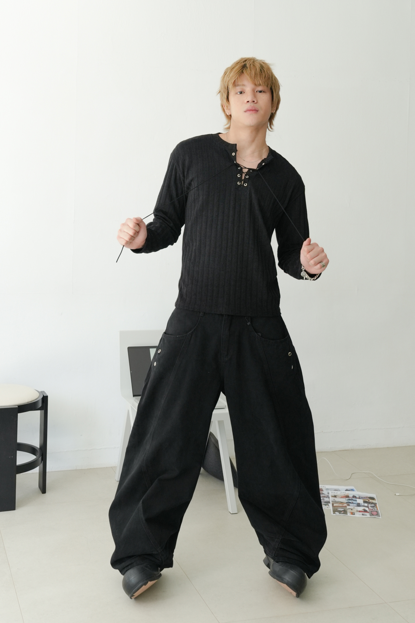 western lace up knit #上衣