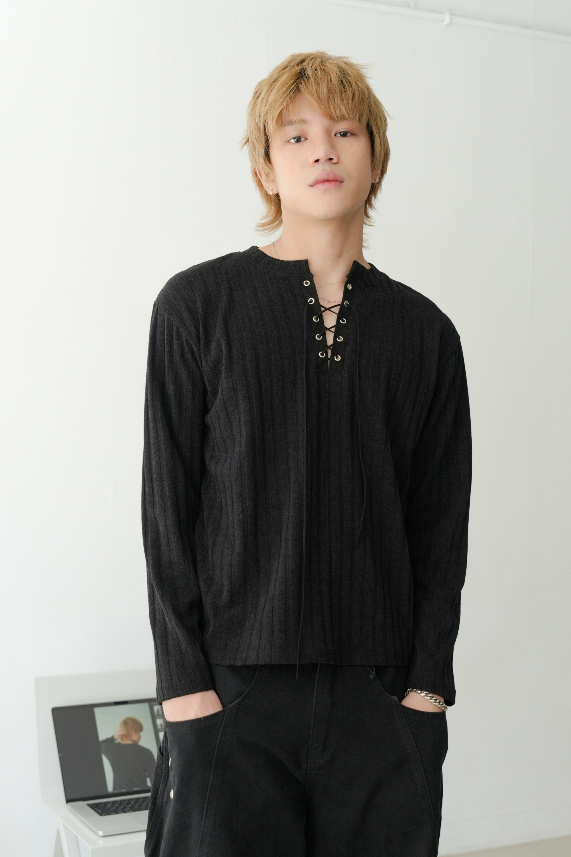 western lace up knit #上衣