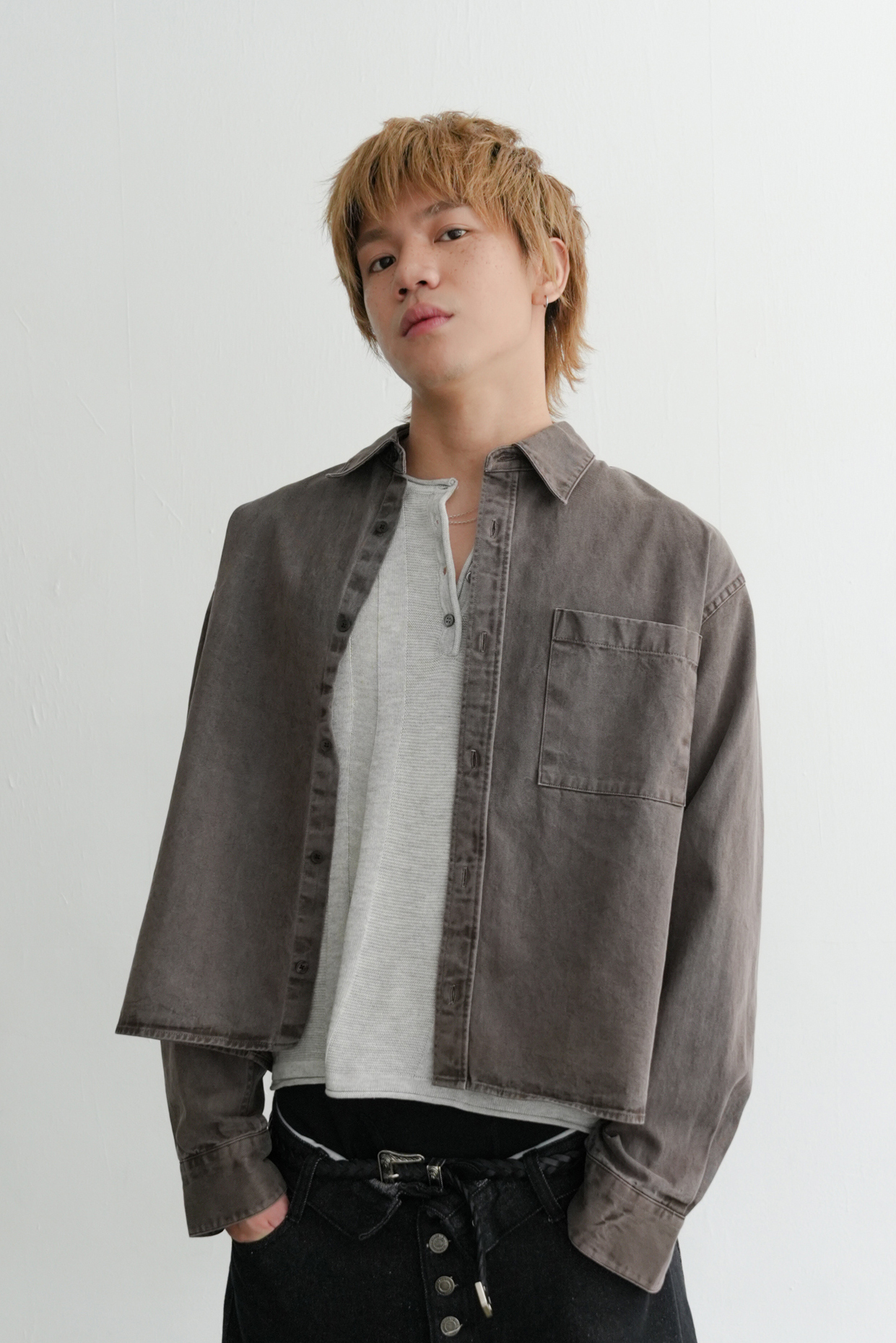 Pigment Crop Washed Shirt #襯衫