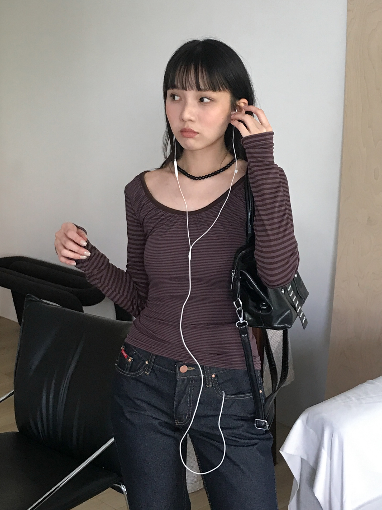 otter shirring tee #上衣