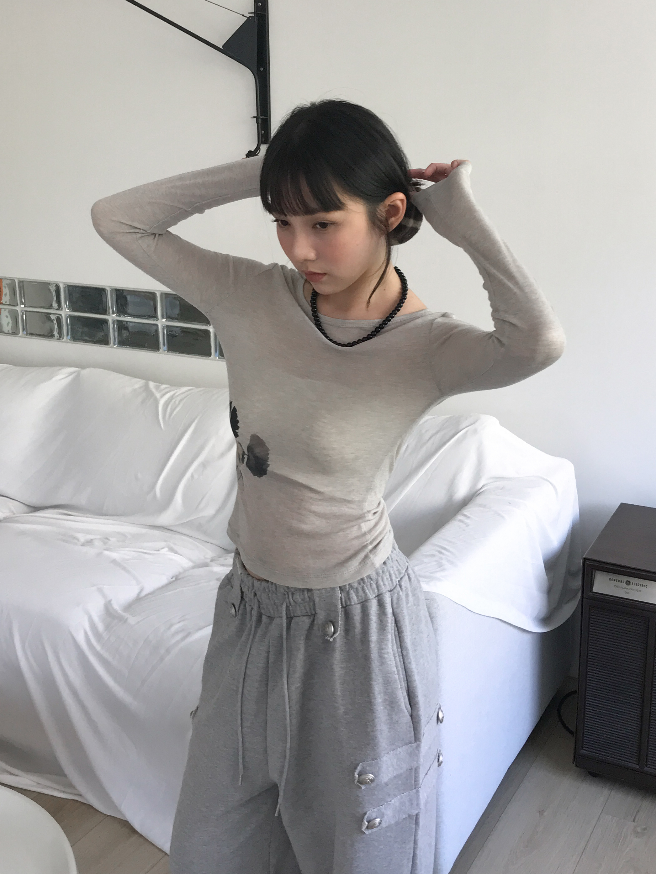 floral print tencel tee #上衣