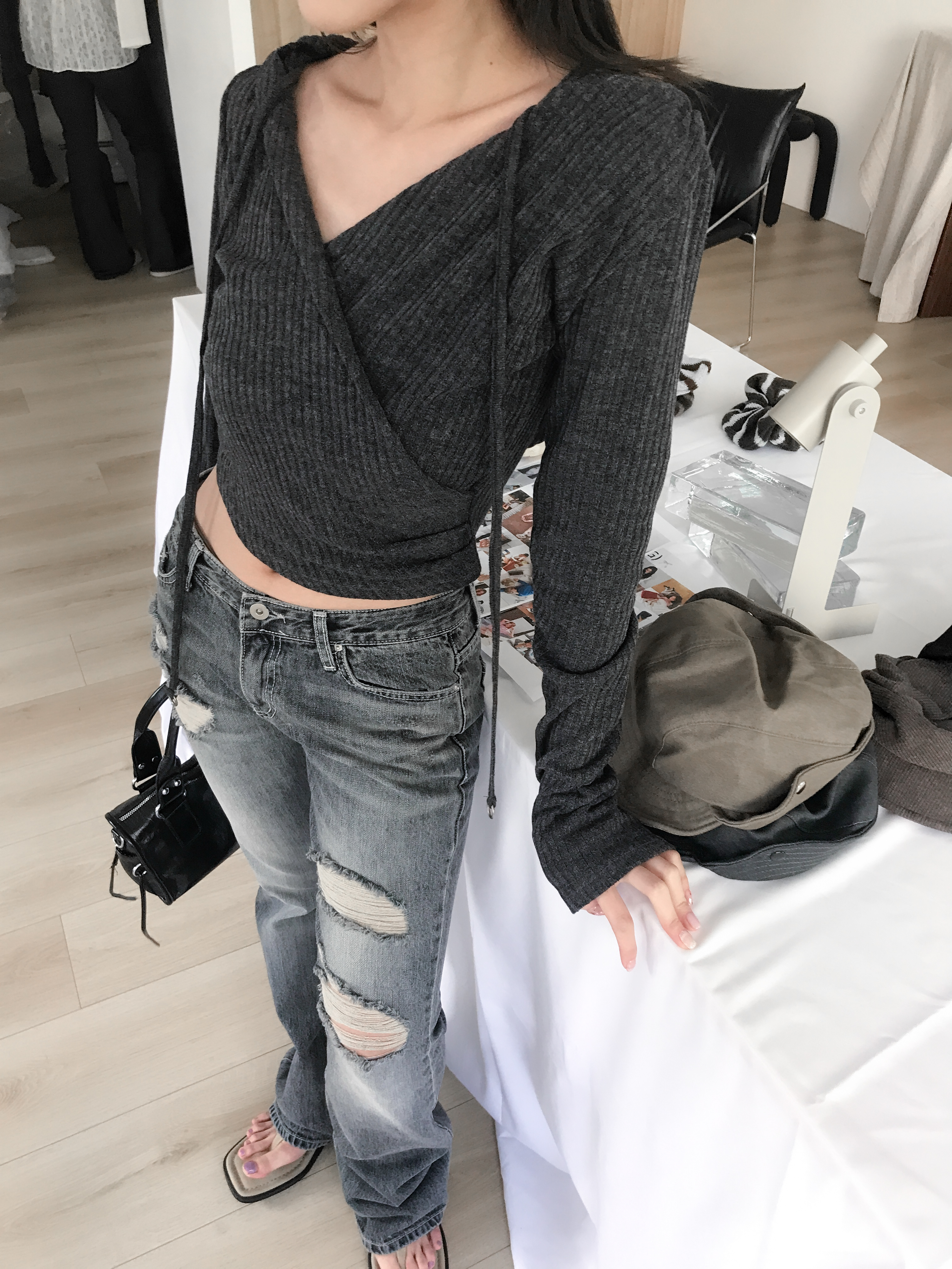ribbed hoodie #上衣