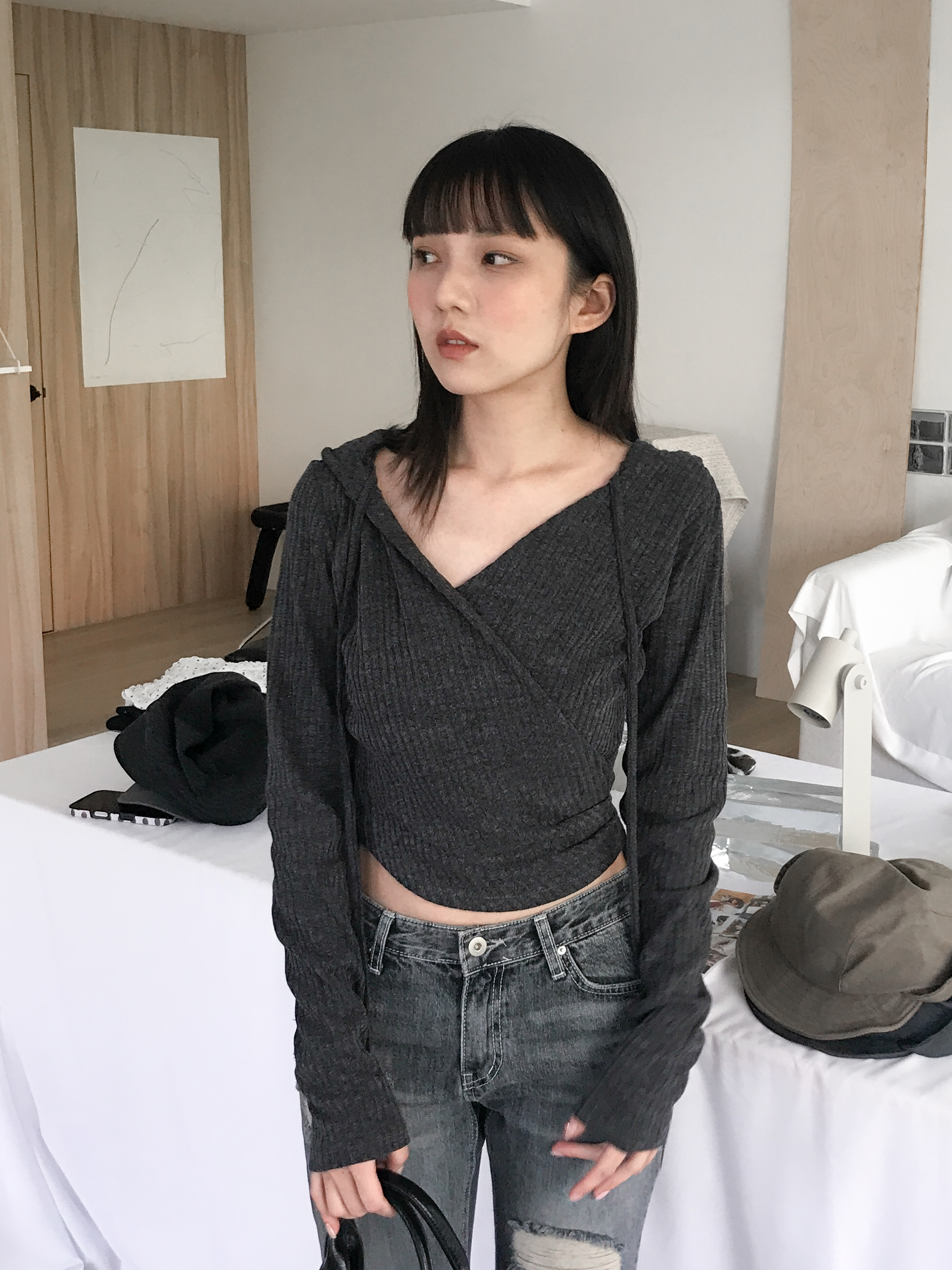ribbed hoodie #上衣