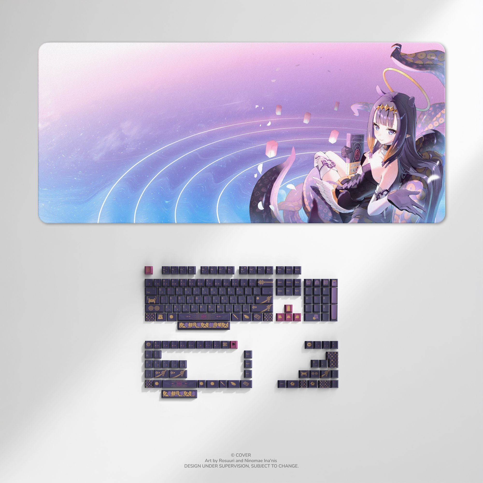 「官品代購」 hololive X HYTE Ninomae Ina'nis Keycap Set and Desk Pad Bundle🐙Ninomae Ina'nis