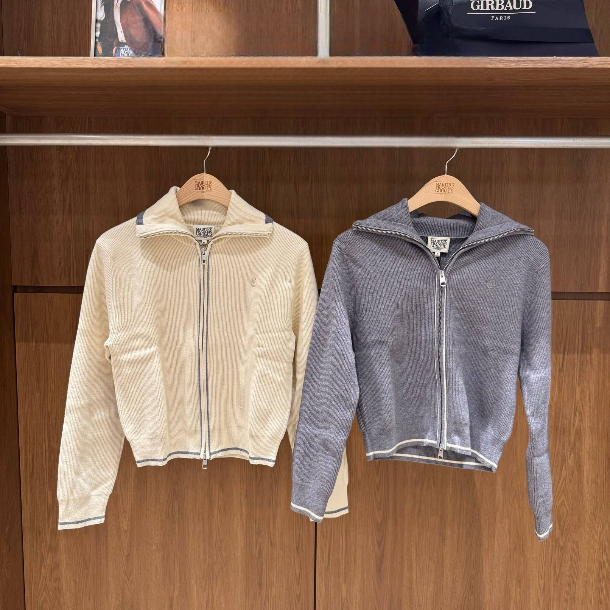 香港$1190!!連線入code再減😱!! MARITHE FRANCOIS GIRBAUD (MFG)｜MFG46FCD104 W BIG COLLAR CROP ZIP-UP CARDIGAN [2 colors] M436