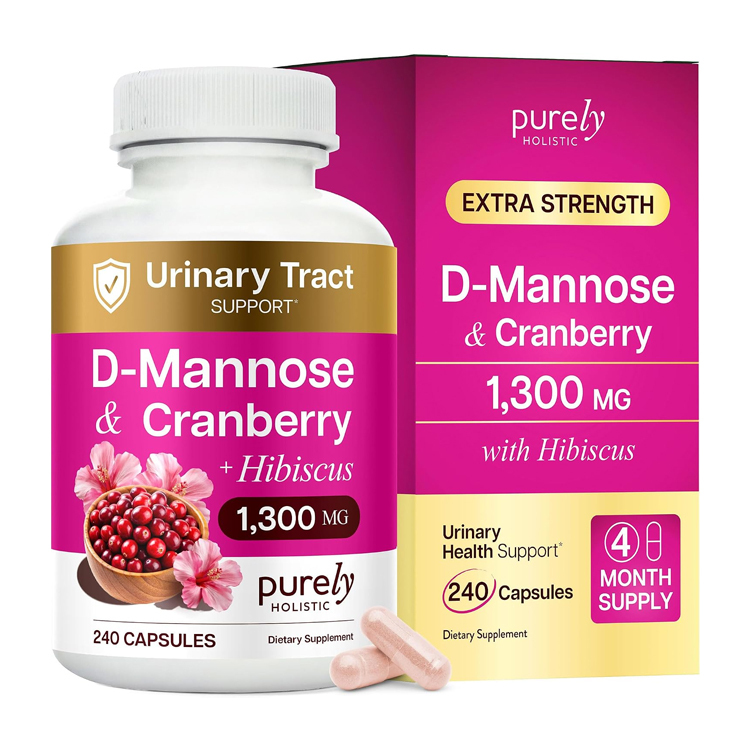 Purely Holistic D Mannose 1300mg with  Cranberry & Hibiscus, 240 Veggie Capsules