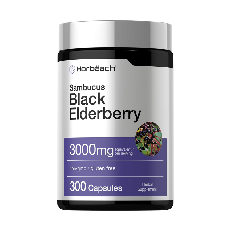 Horbäach Elderberry 3000 mg , 300 Capsules