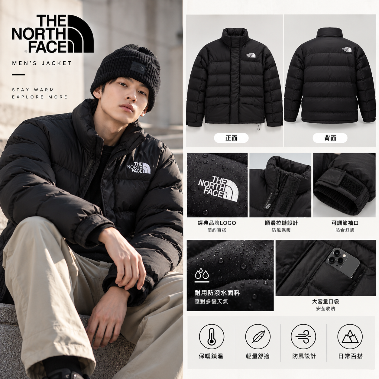 【預購】THE NORTH FACE N100911 連帽羽絨外套 (黑色)