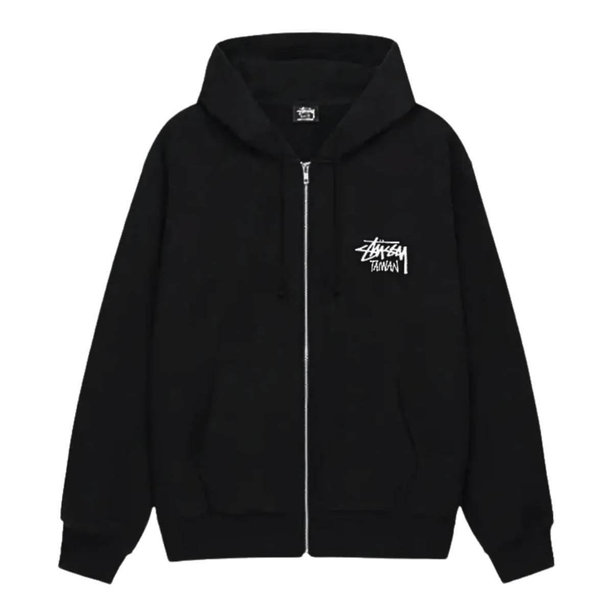 STUSSY TAIWAN  ZIP HOODED SWEATSHIRT 草寫 LOGO  台灣限定 拉鍊外套 黑色/灰色-3973985