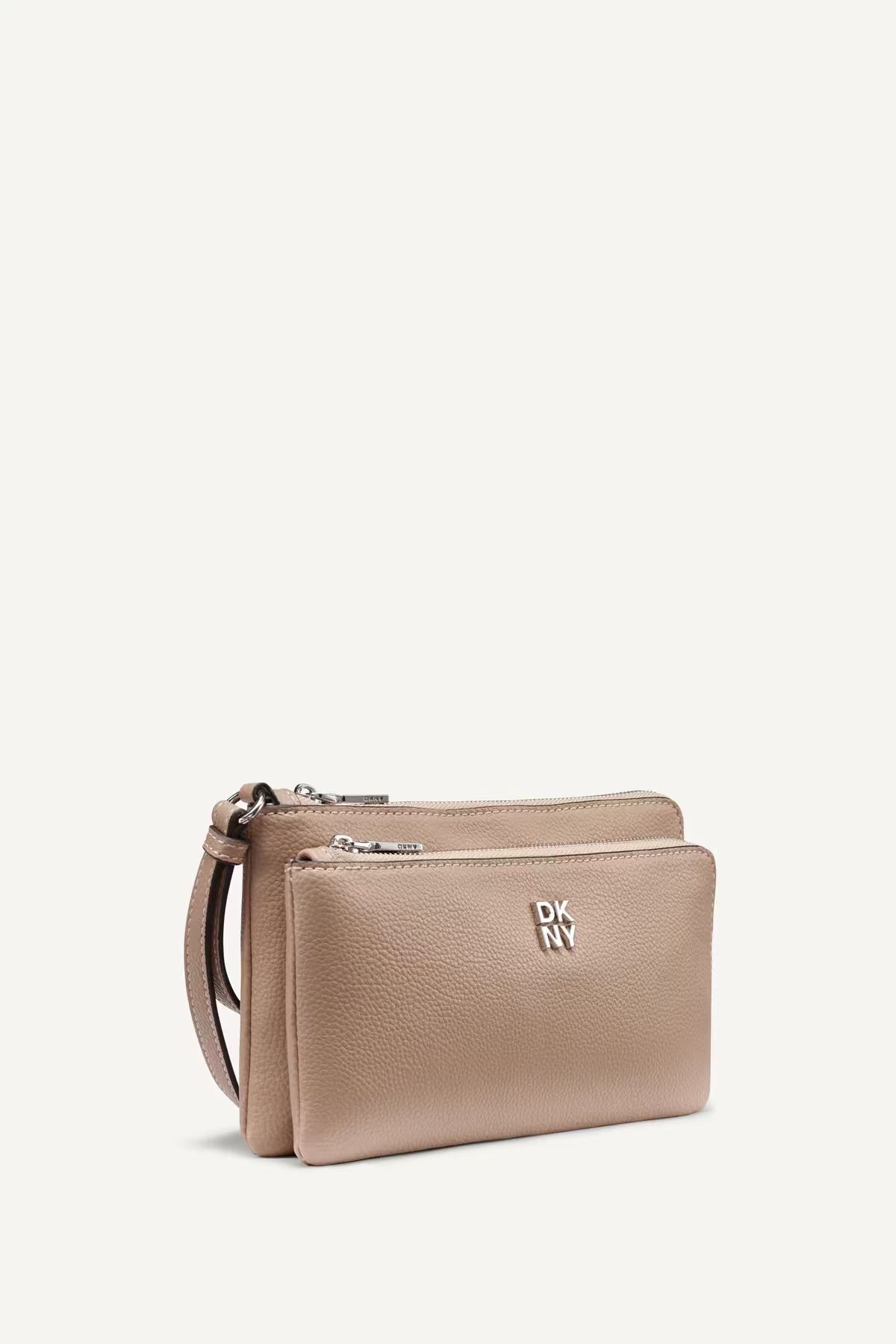 【預購】DKNY N100917 雙拉鏈手拿包 (奶茶色)